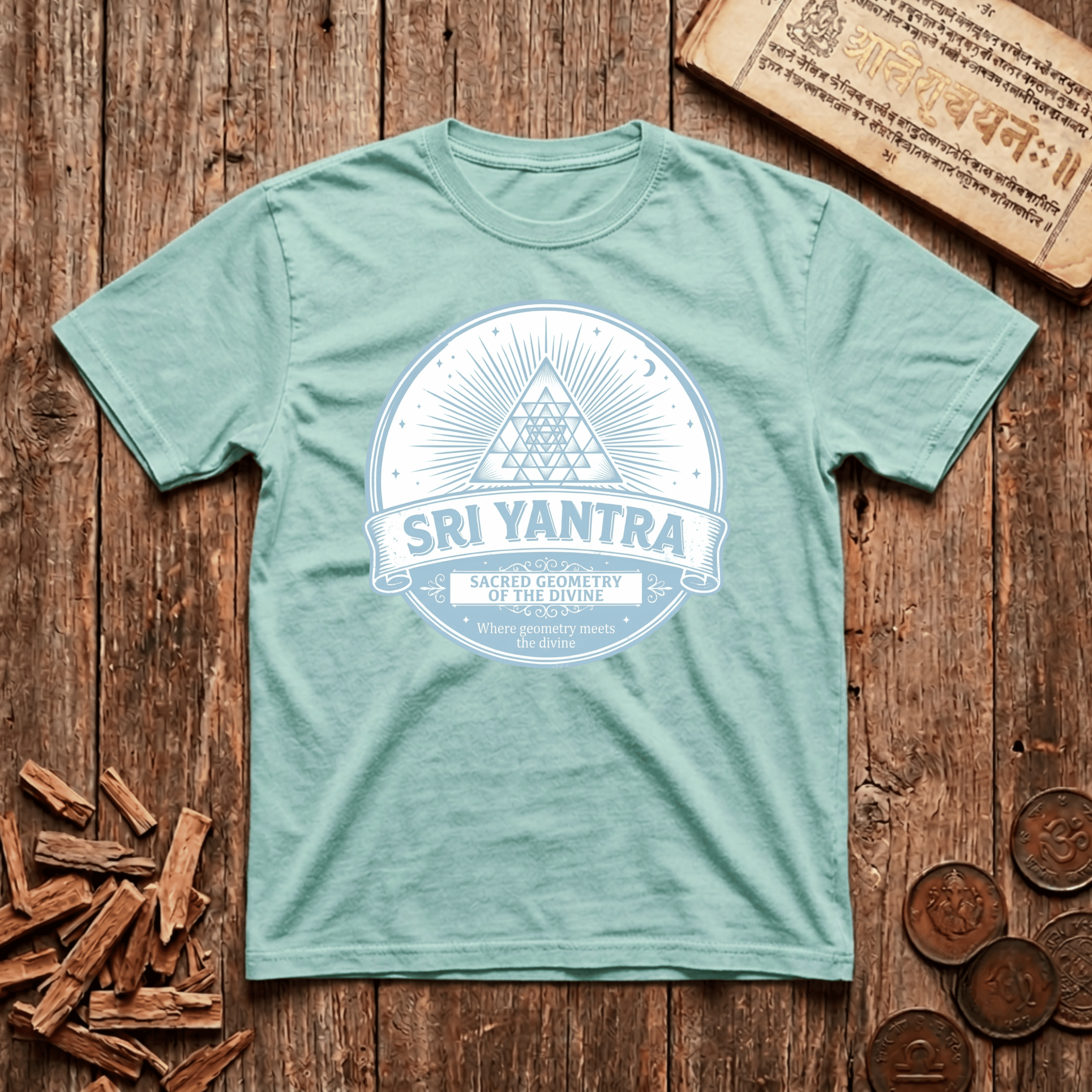 Sri Yantra - Where Geometry Meets Divine - Retro Emblem - T-Shirt