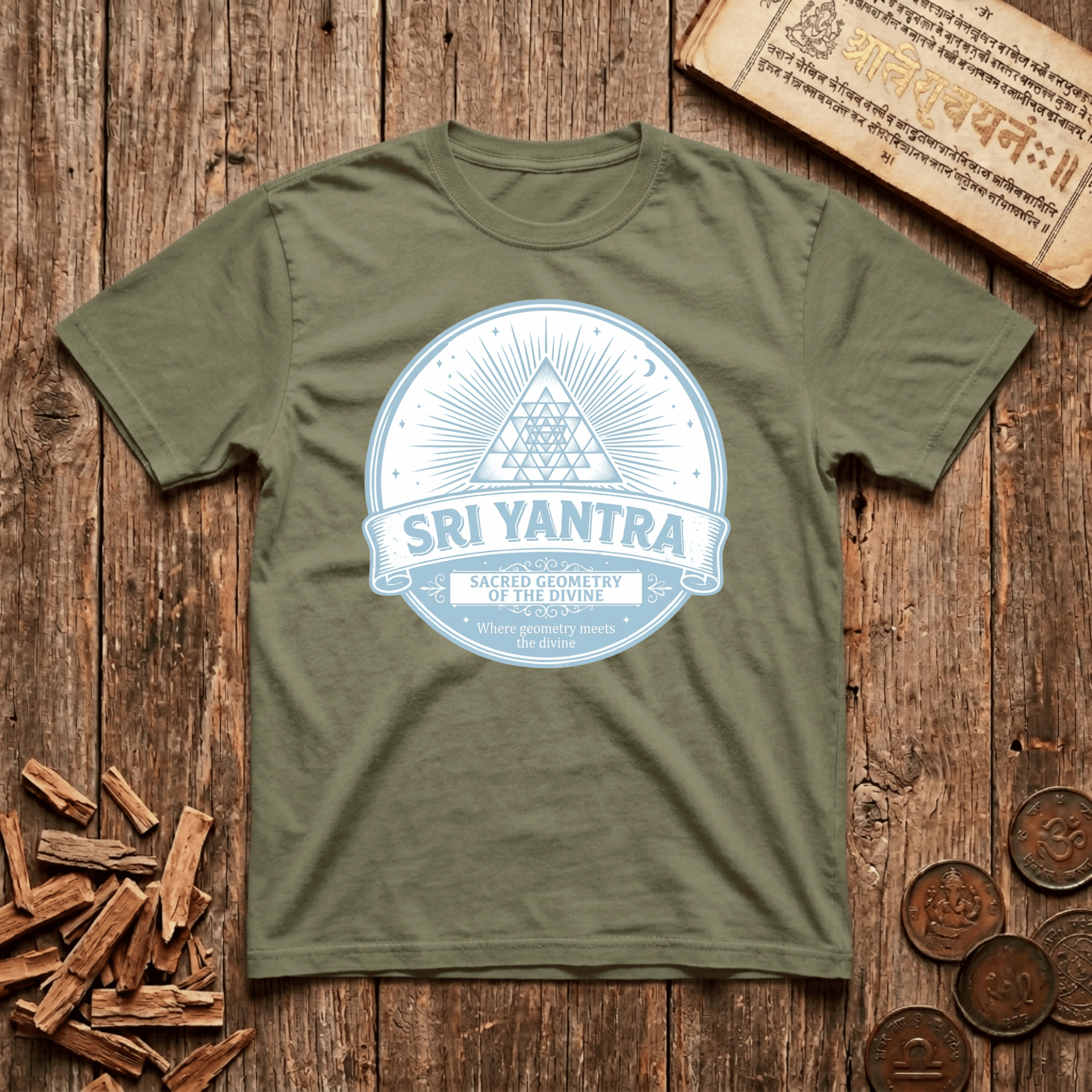 Sri Yantra - Where Geometry Meets Divine - Retro Emblem - T-Shirt