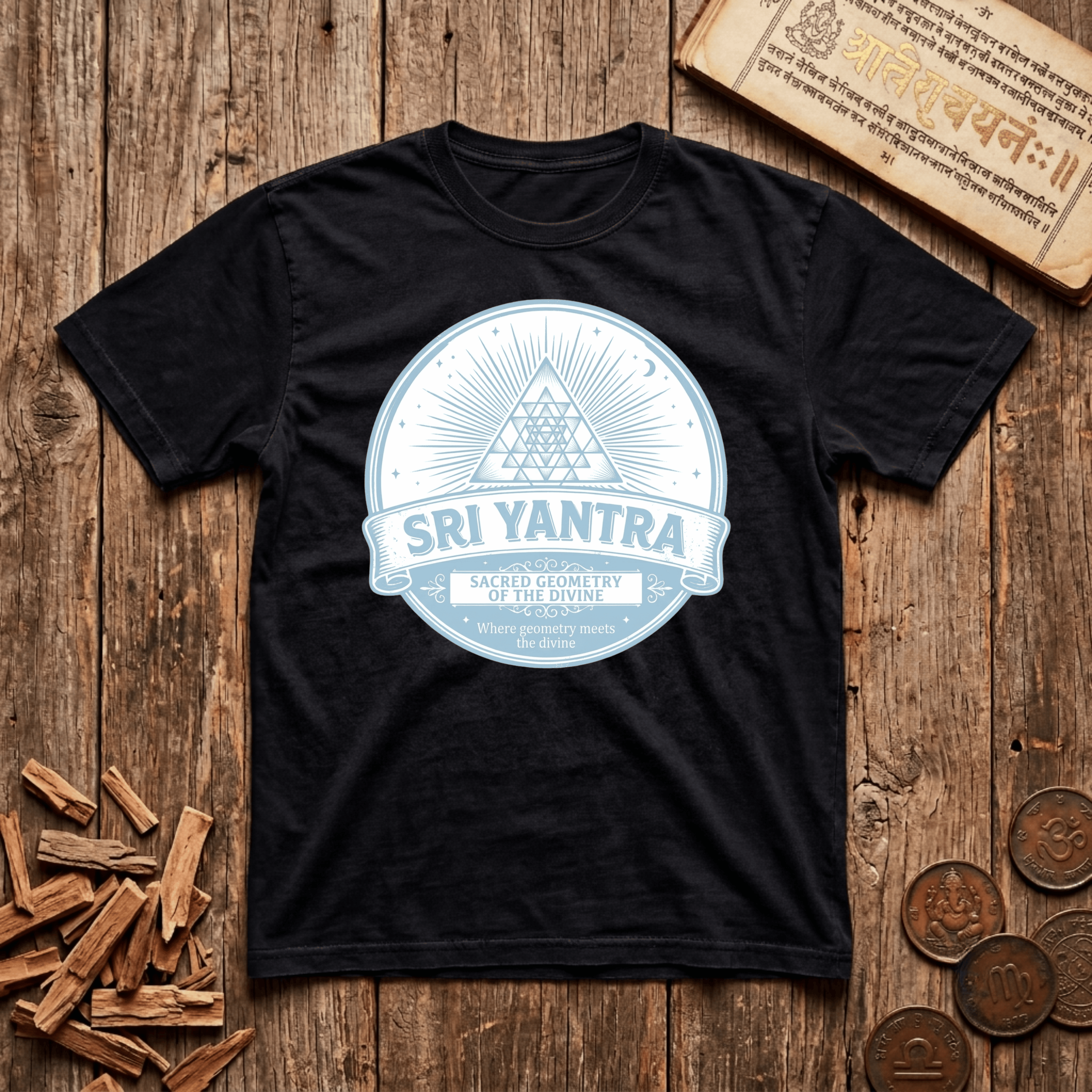 Sri Yantra - Where Geometry Meets Divine - Retro Emblem - T-Shirt