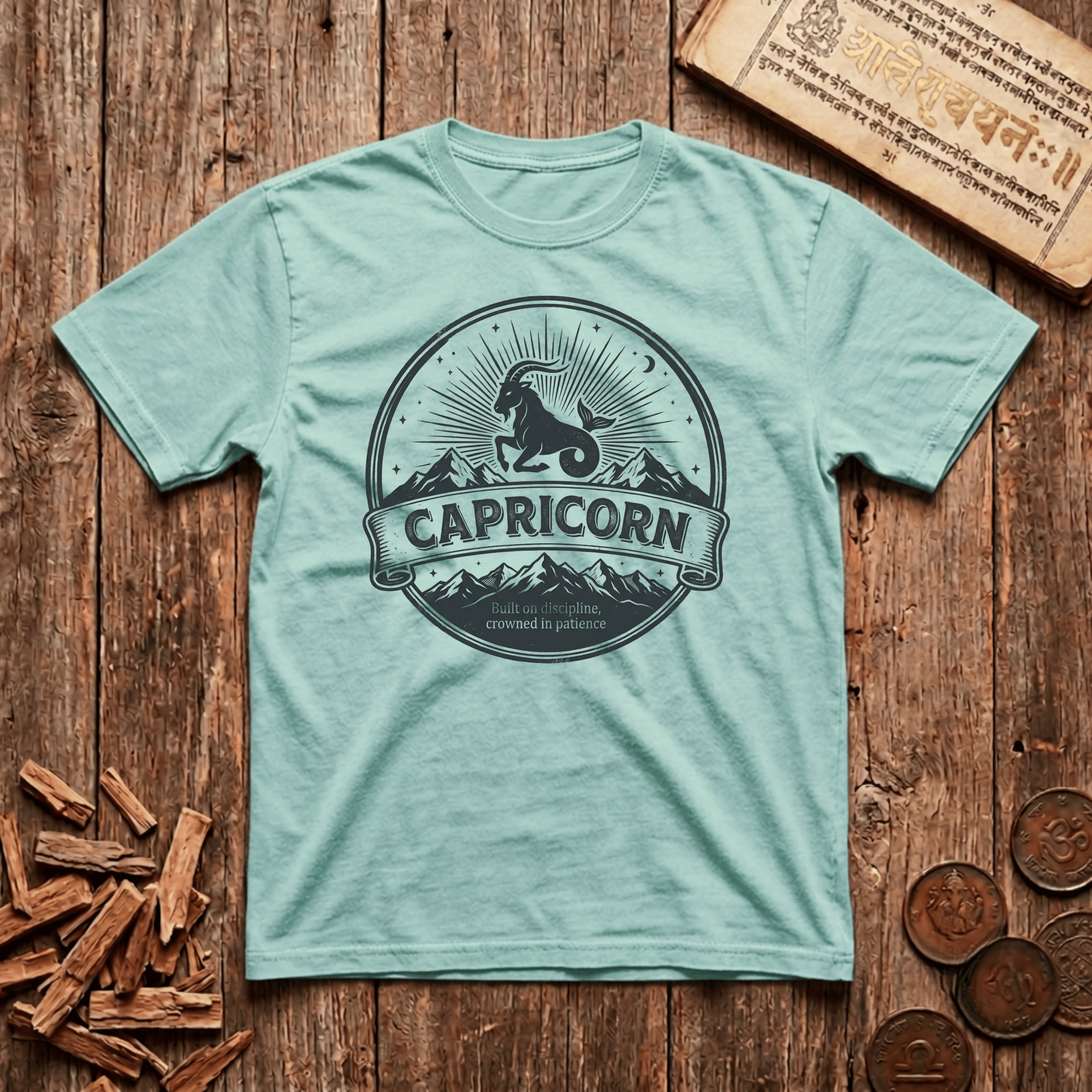 Capricorn - Built On Discipline - Retro Emblem - T-Shirt