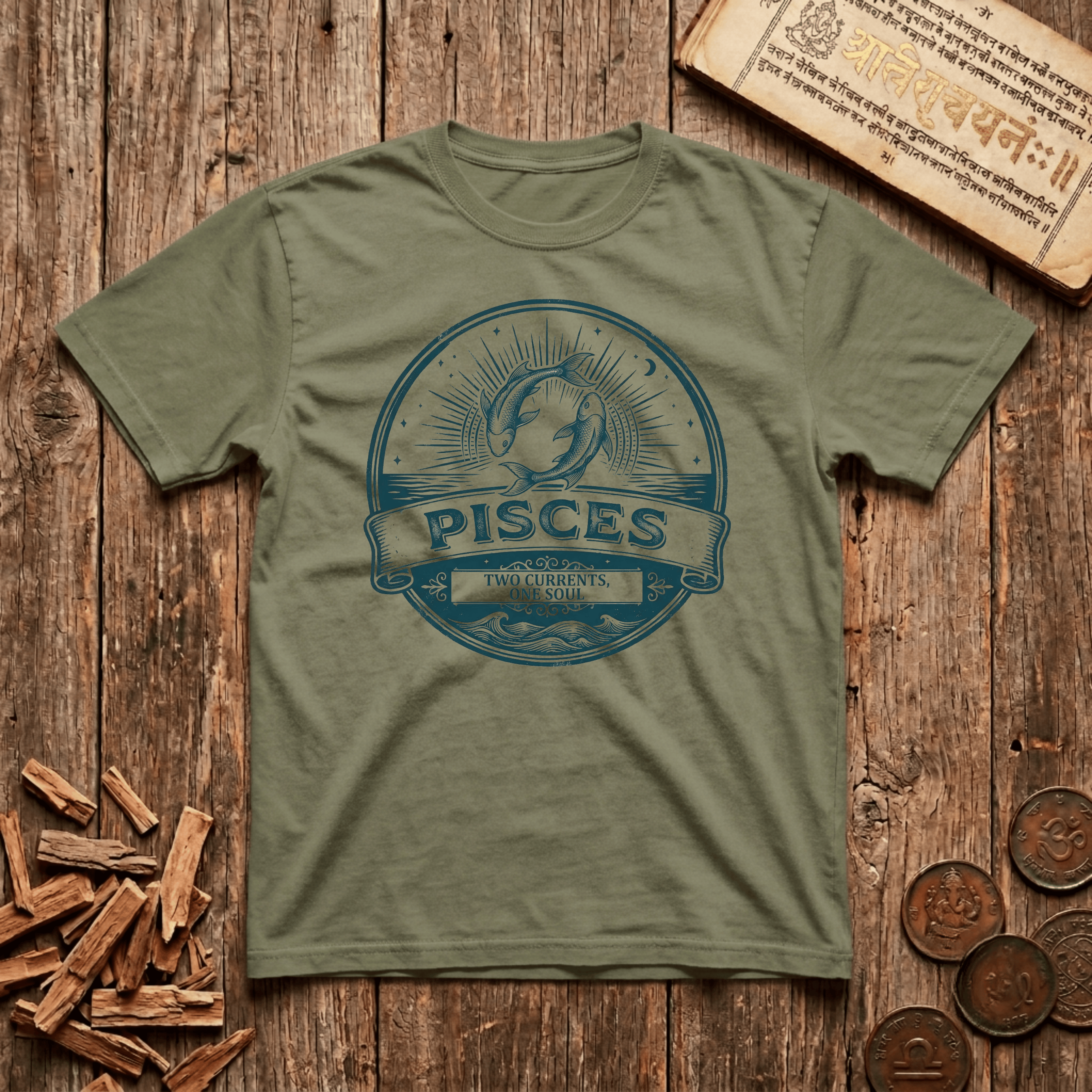 Pisces — The Twin Fish - Retro Emblem - T-Shirt