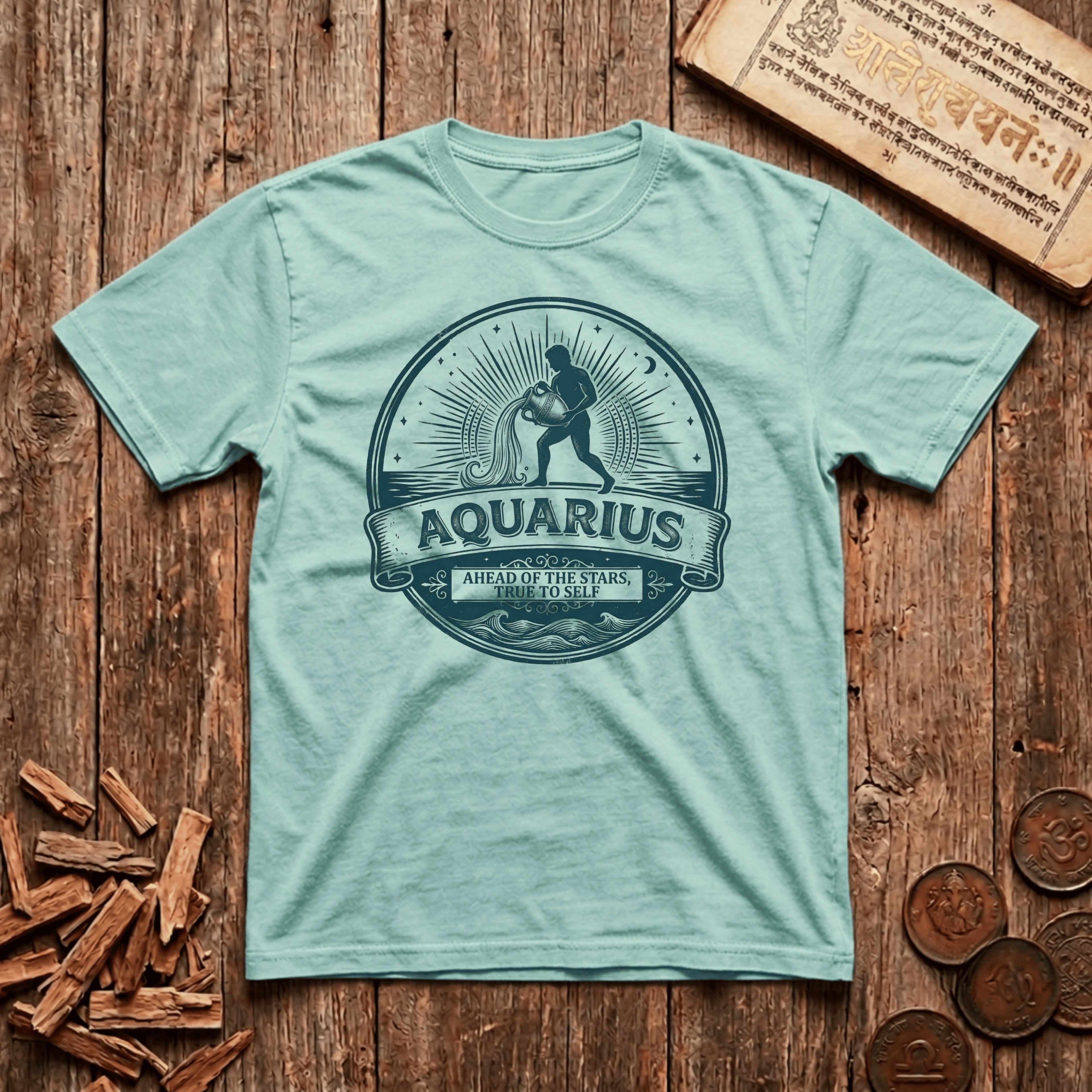 Aquarius — The Water Bearer - Retro Emblem - T-Shirt