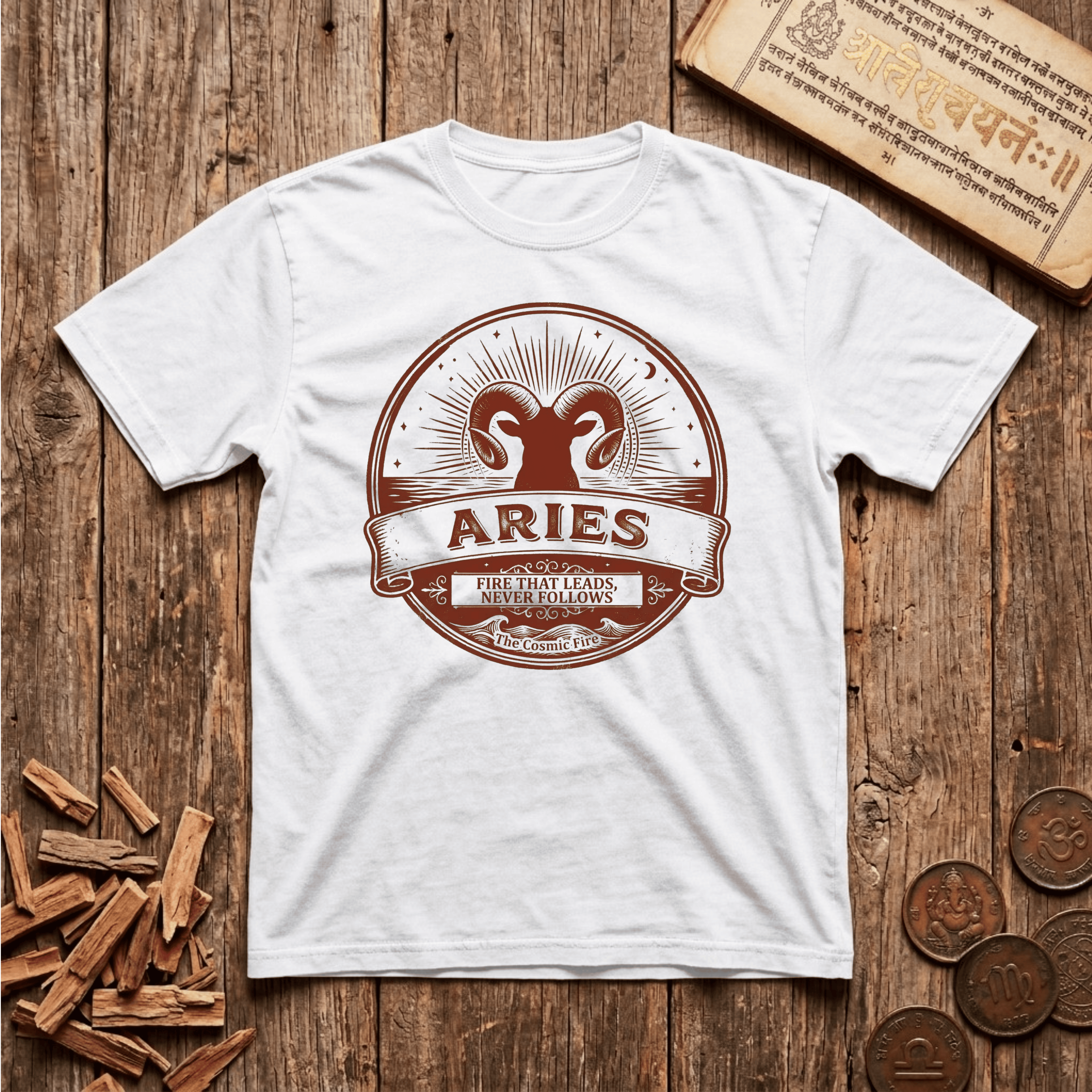 Aries — The Ram - Fire That Leads - Retro Emblem - T-Shirt