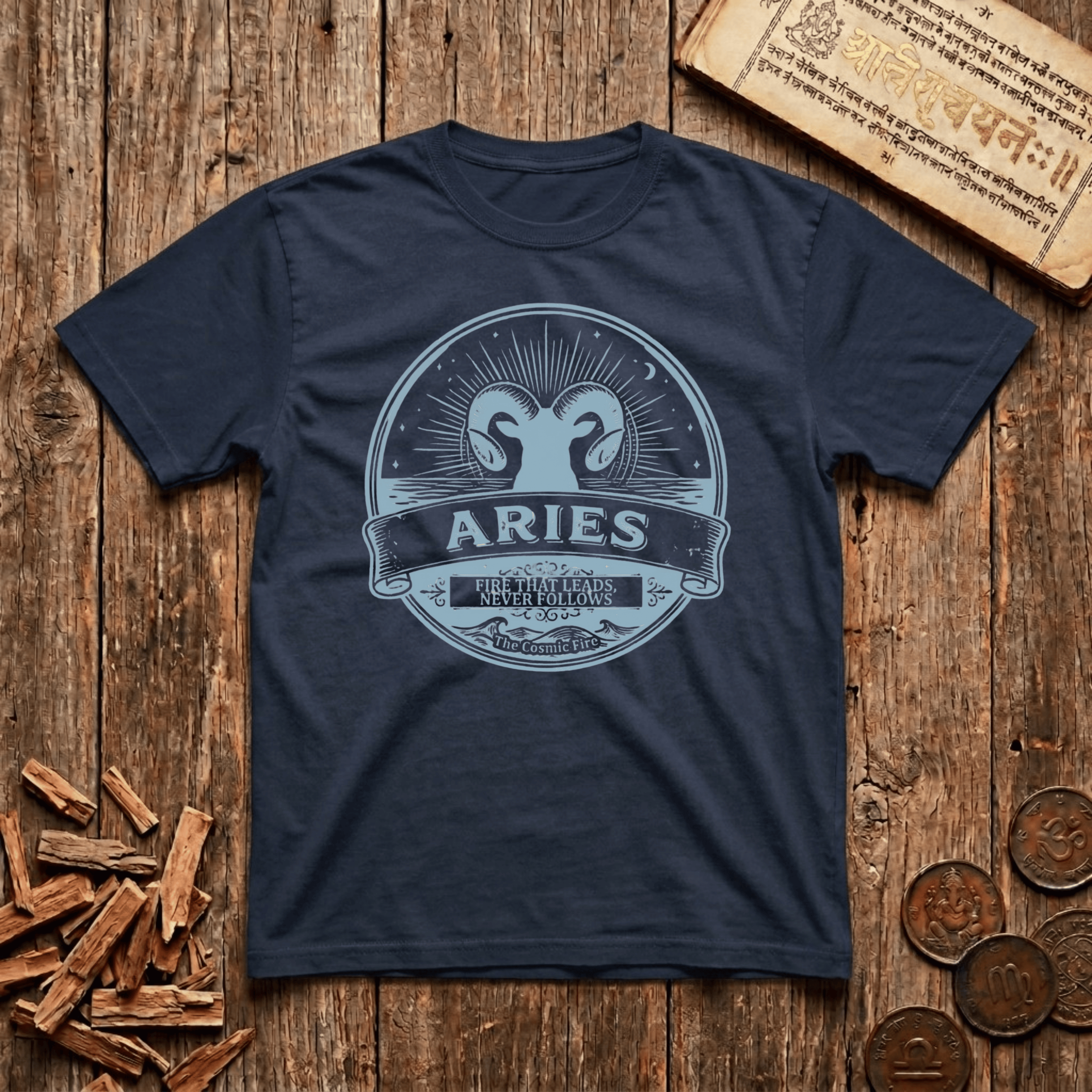 Aries — The Ram - Fire That Leads - Retro Emblem - T-Shirt