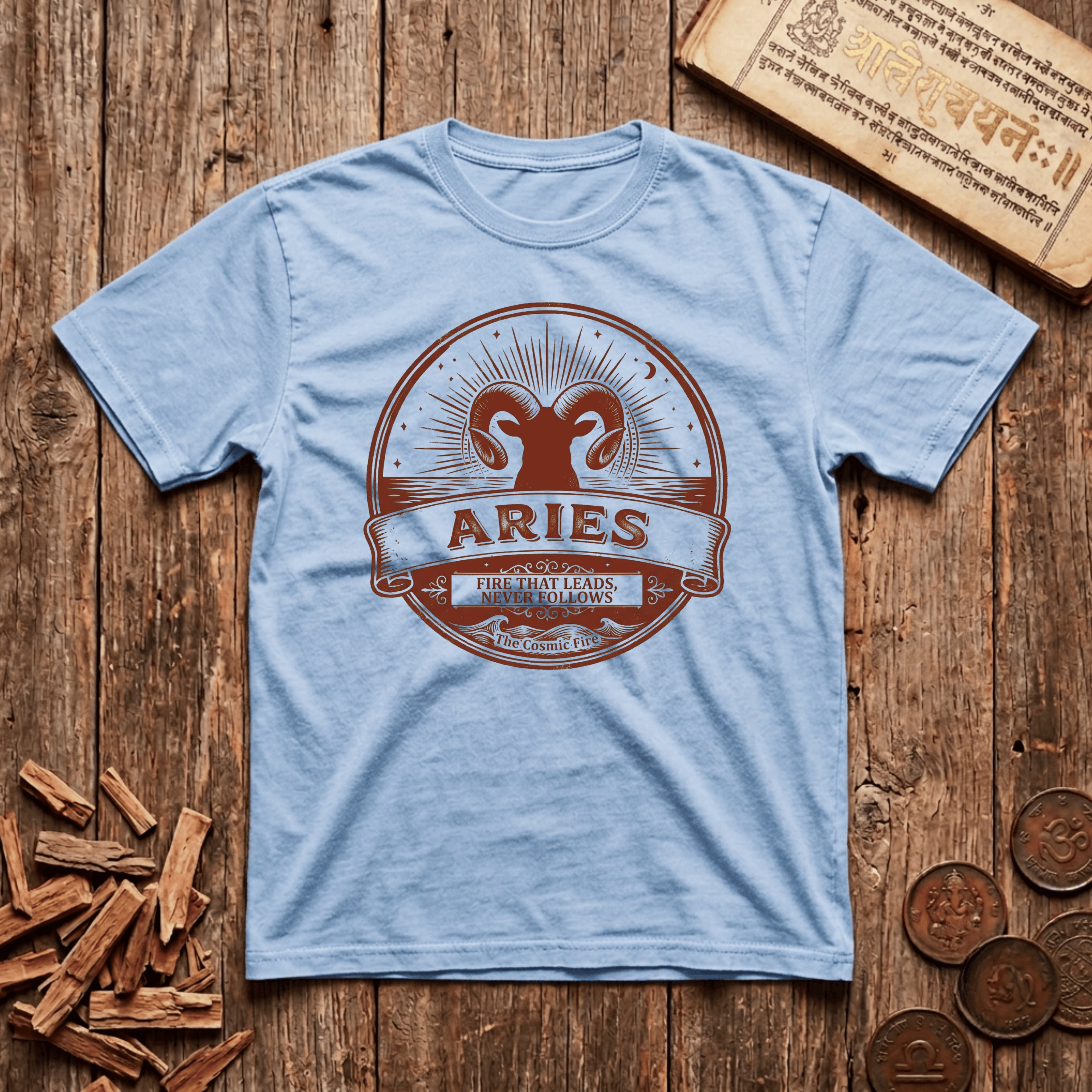 Aries — The Ram - Fire That Leads - Retro Emblem - T-Shirt