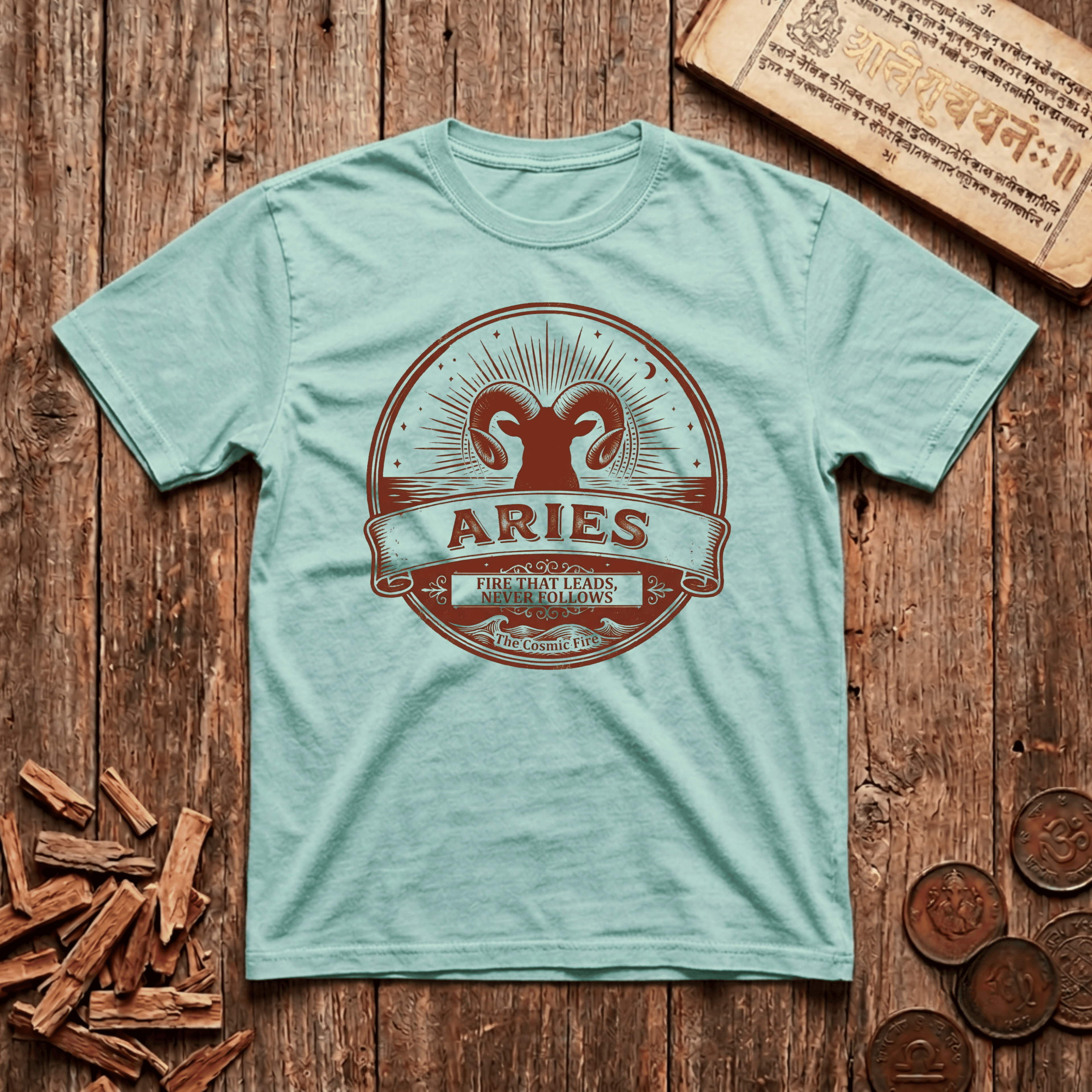 Aries — The Ram - Fire That Leads - Retro Emblem - T-Shirt