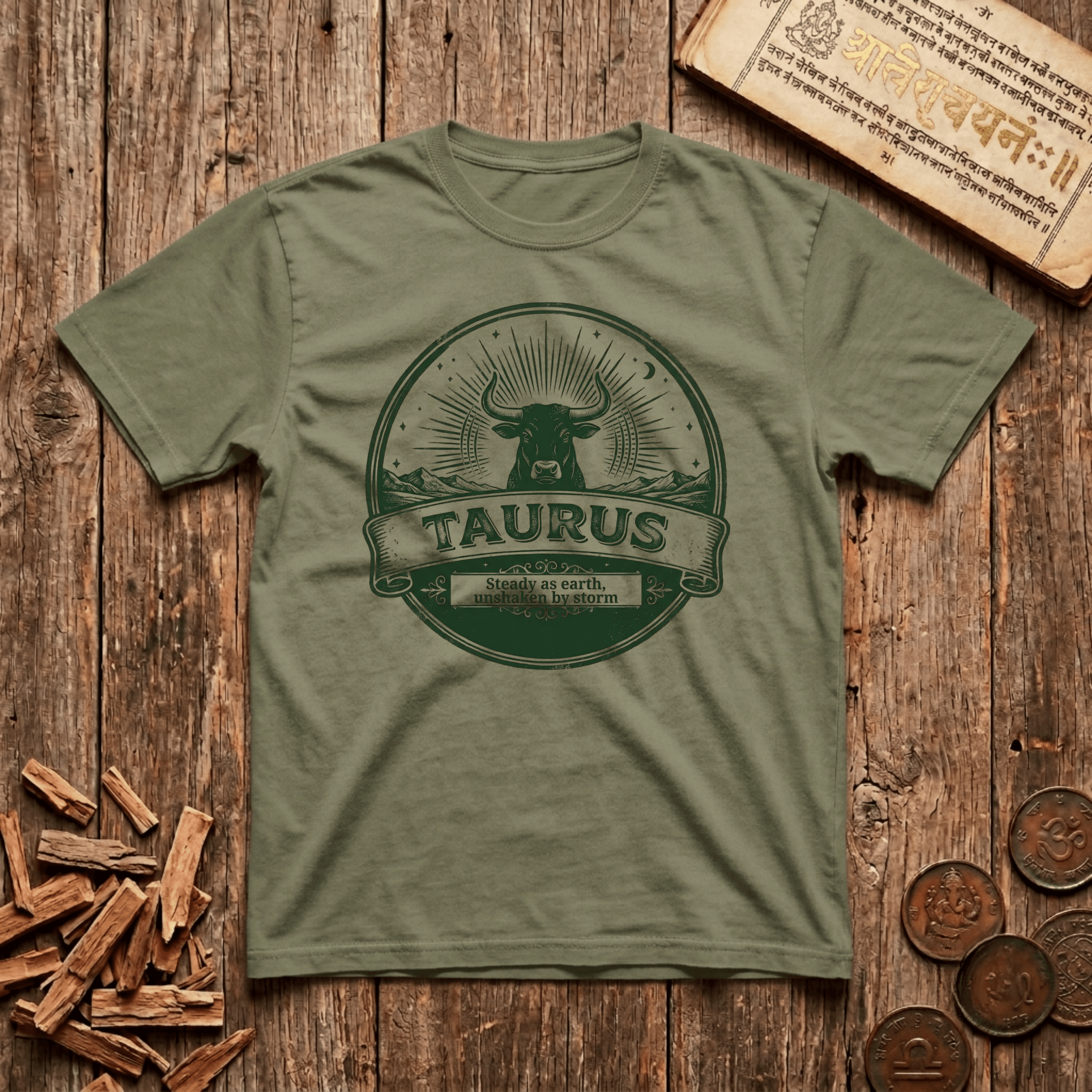 Taurus — The Bull - Steady As The Earth - Retro Emblem - T-Shirt