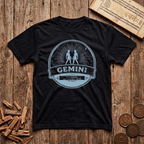 Gemini — The Twins - Two Minds, One Restless Spirit - Retro Emblem - T-Shirt