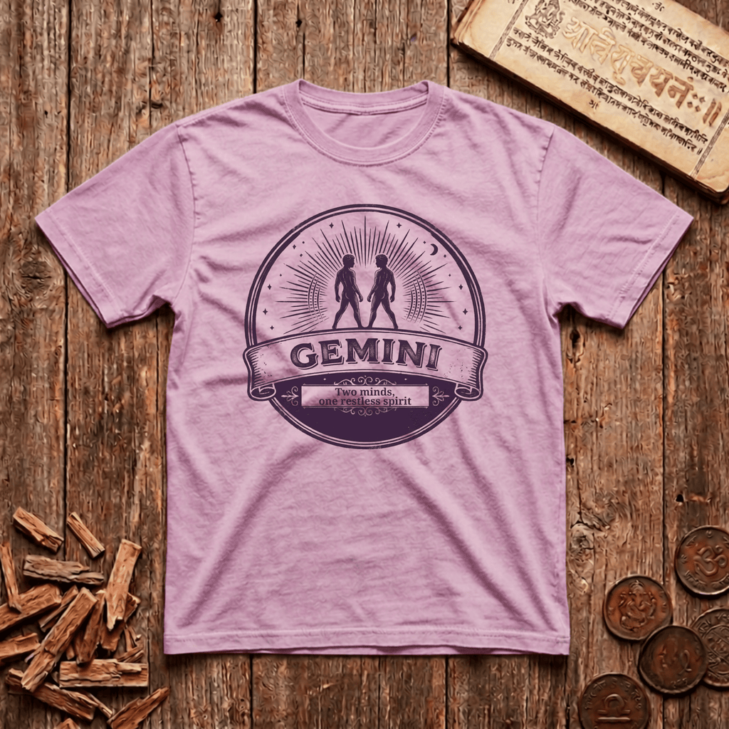 Gemini — The Twins - Two Minds, One Restless Spirit - Retro Emblem - T-Shirt
