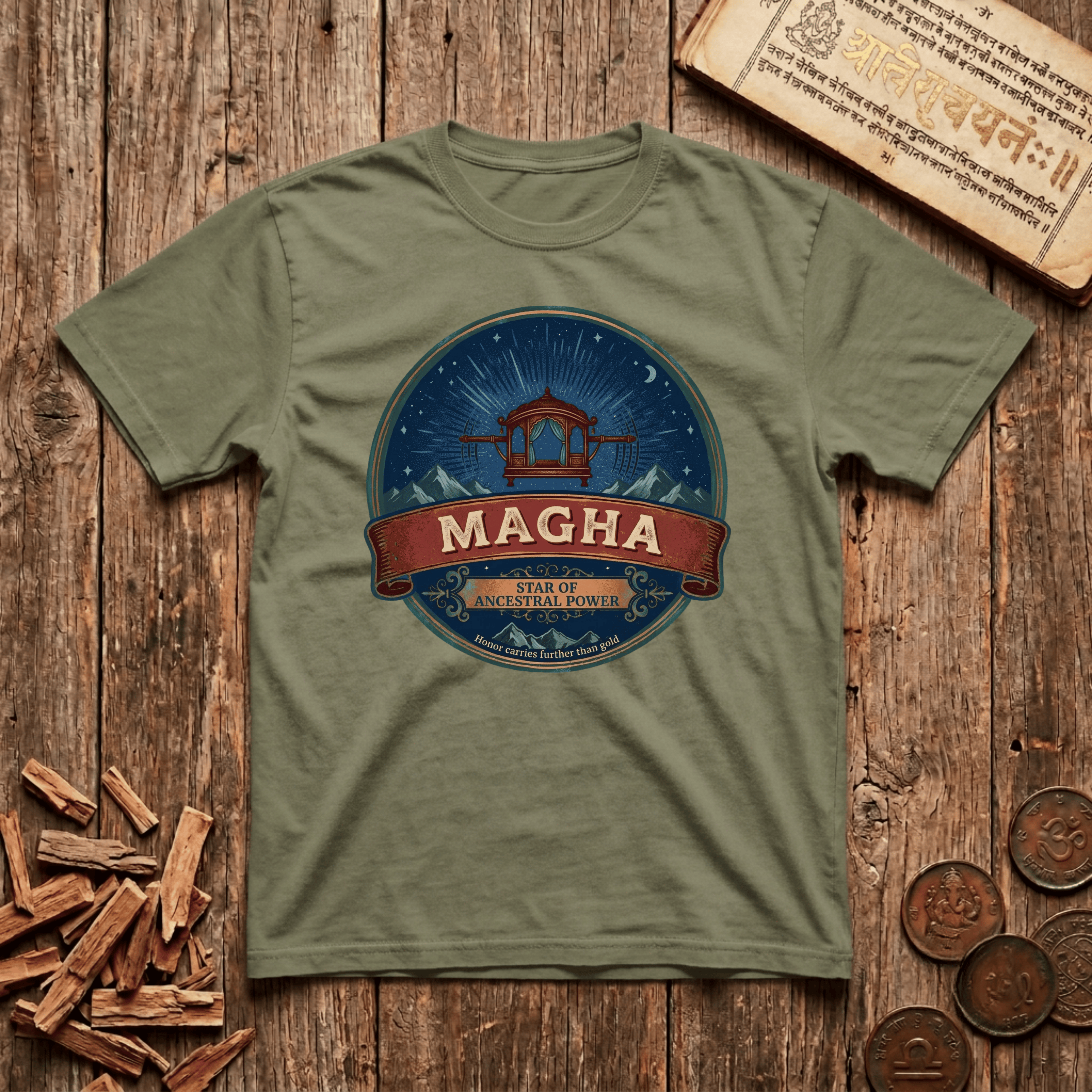 Magha - Star of Ancestral Power - Retro Emblem - T-Shirt