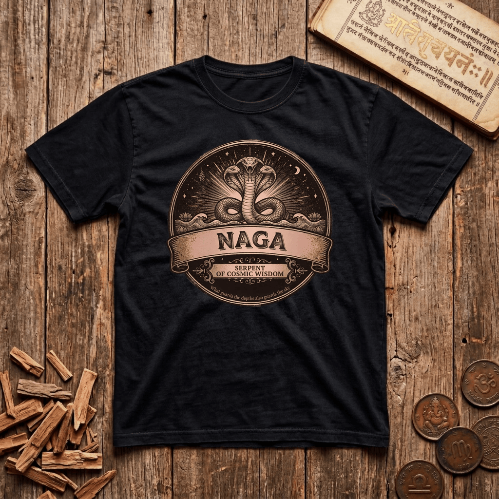 Naga - Serpent of Cosmic Wisdom - Retro Emblem - T-Shirt