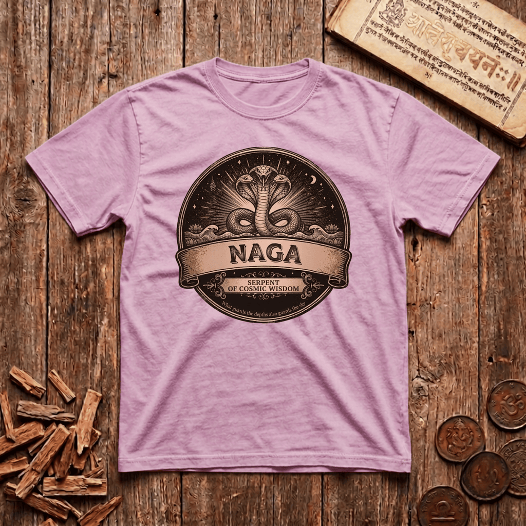 Naga - Serpent of Cosmic Wisdom - Retro Emblem - T-Shirt