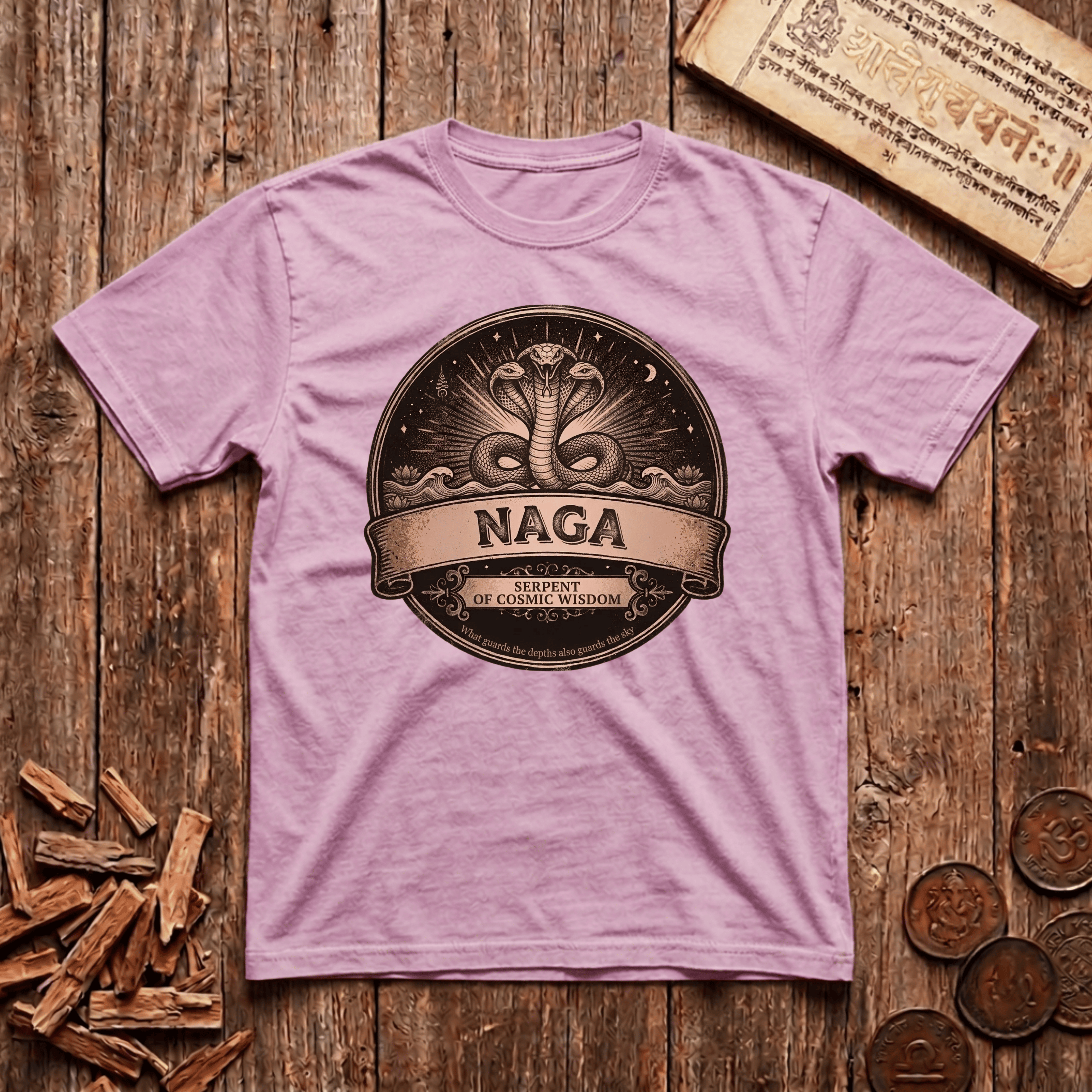 Naga - Serpent of Cosmic Wisdom - Retro Emblem - T-Shirt