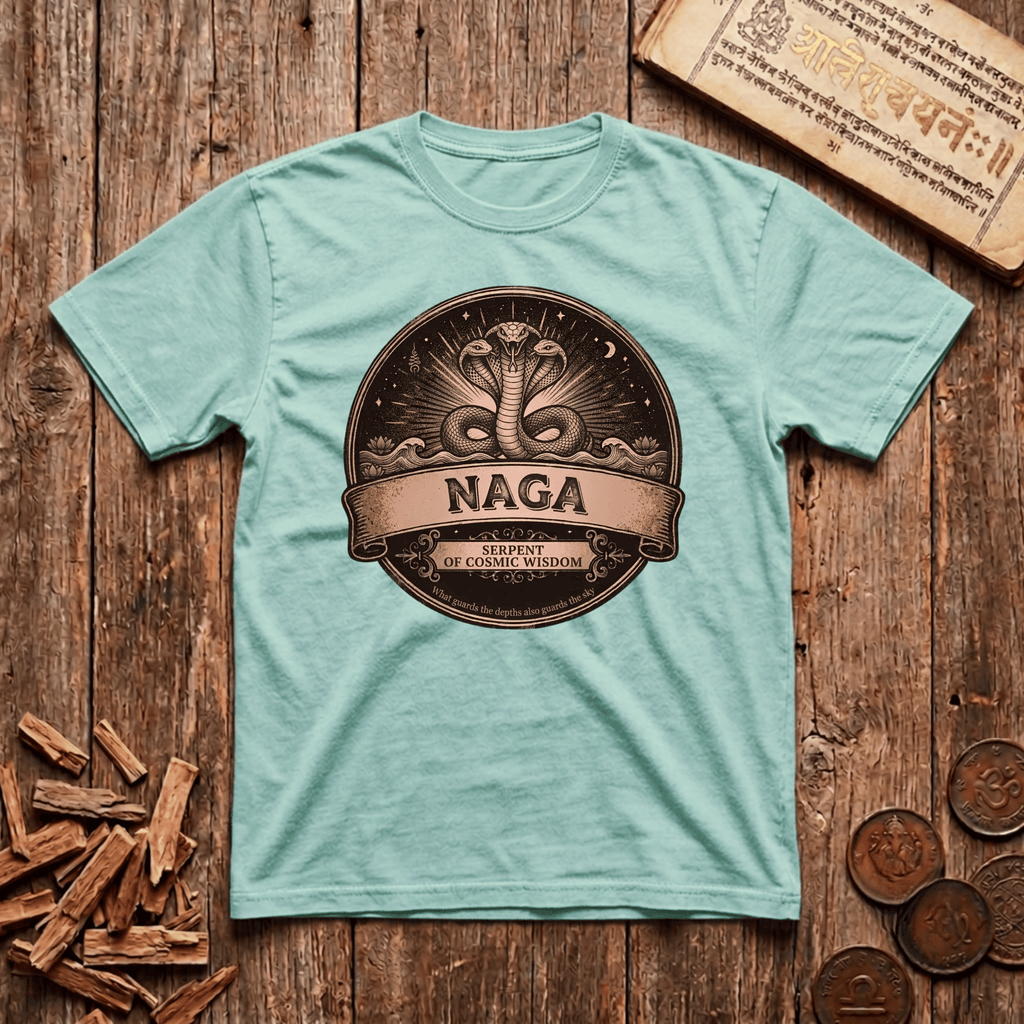Naga - Serpent of Cosmic Wisdom - Retro Emblem - T-Shirt