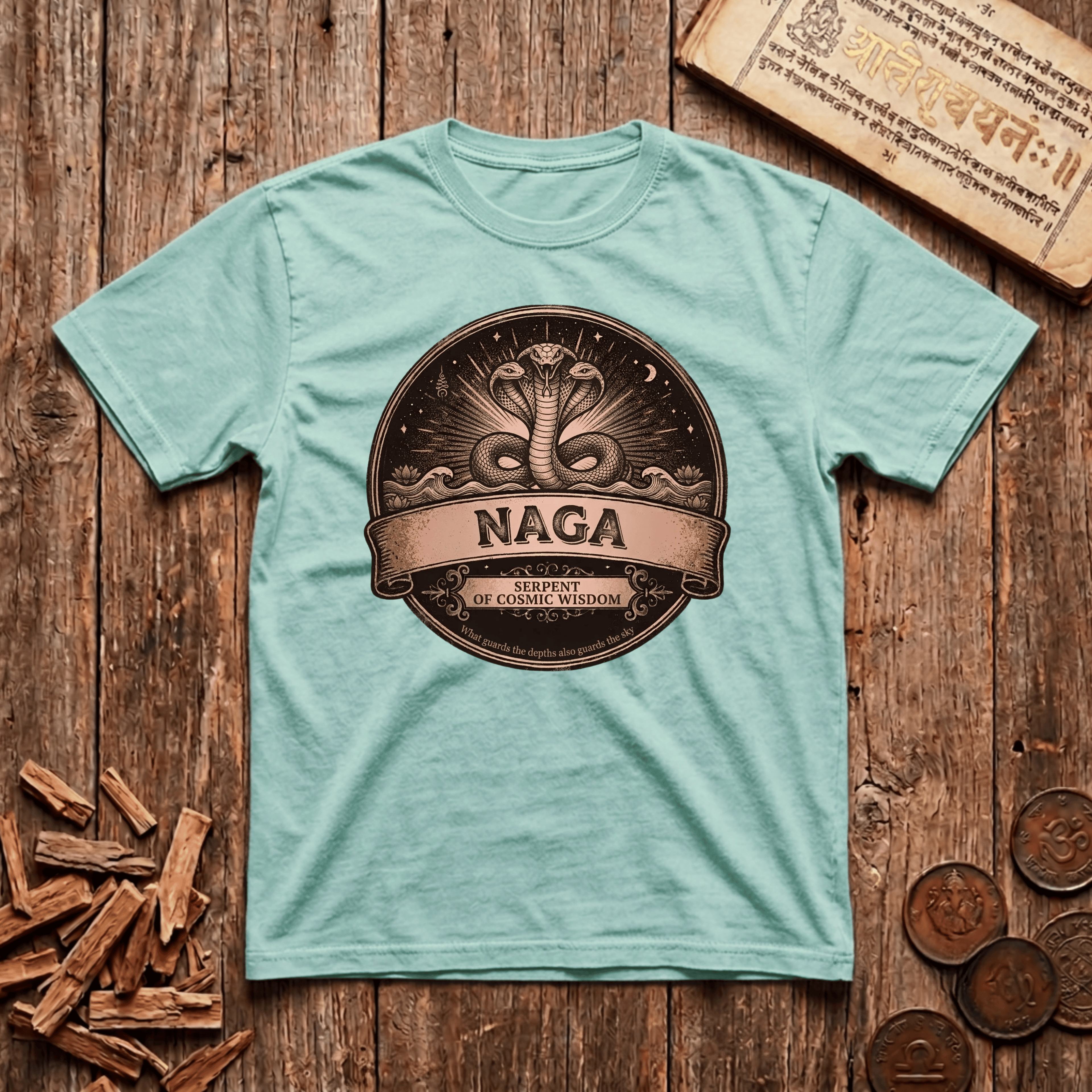 Naga - Serpent of Cosmic Wisdom - Retro Emblem - T-Shirt