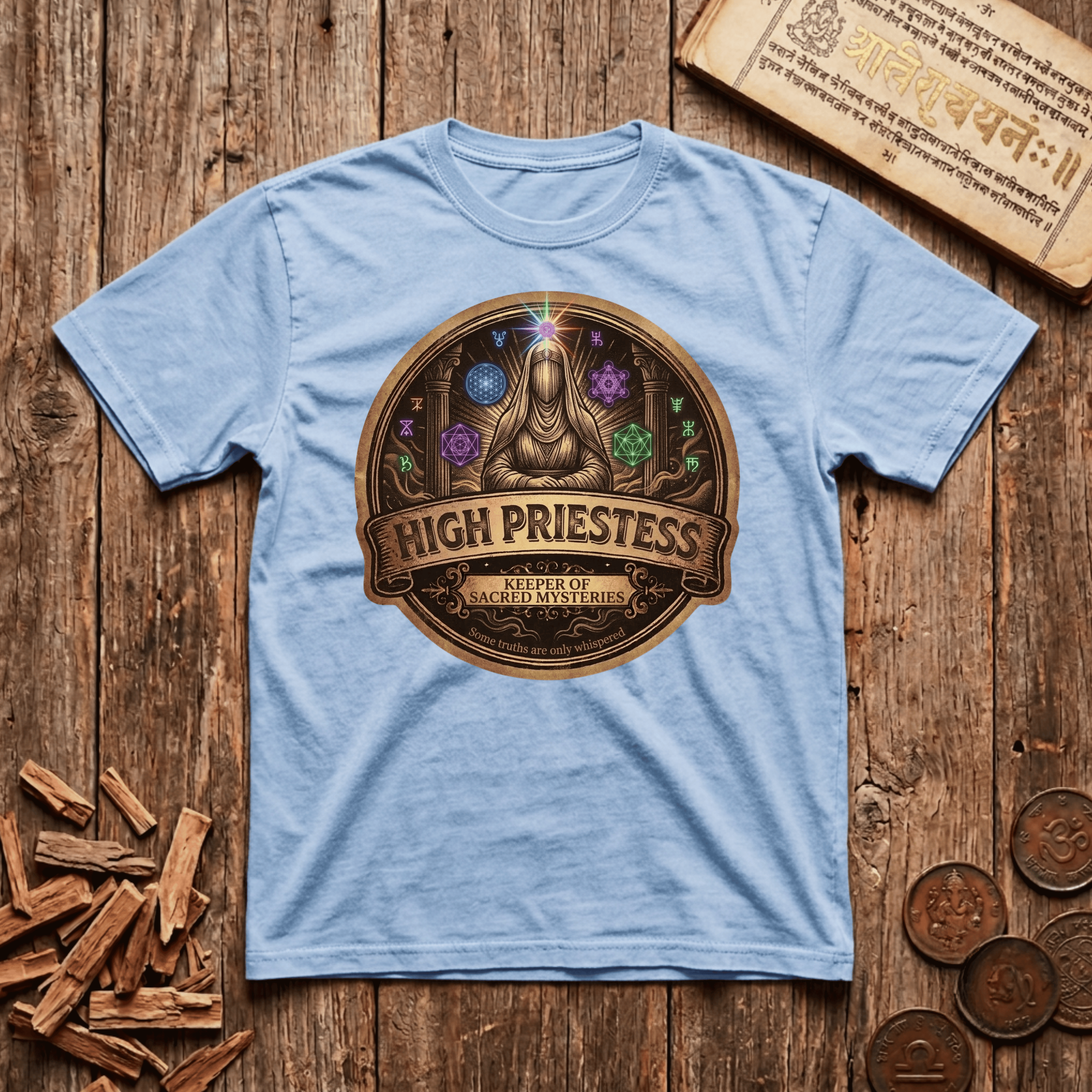 High Priestess of Sacred Geometry - Retro Emblem - T-Shirt
