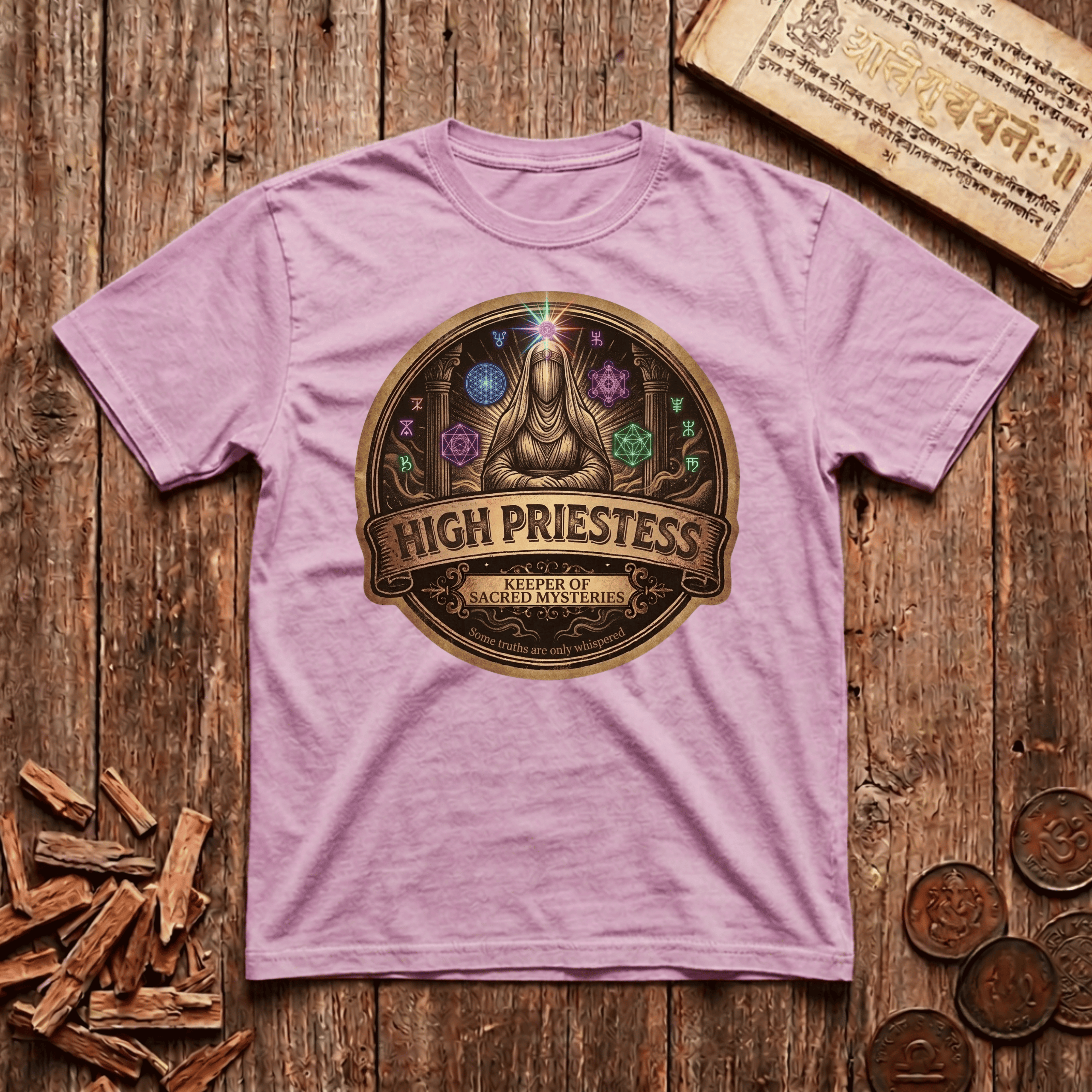 High Priestess of Sacred Geometry - Retro Emblem - T-Shirt