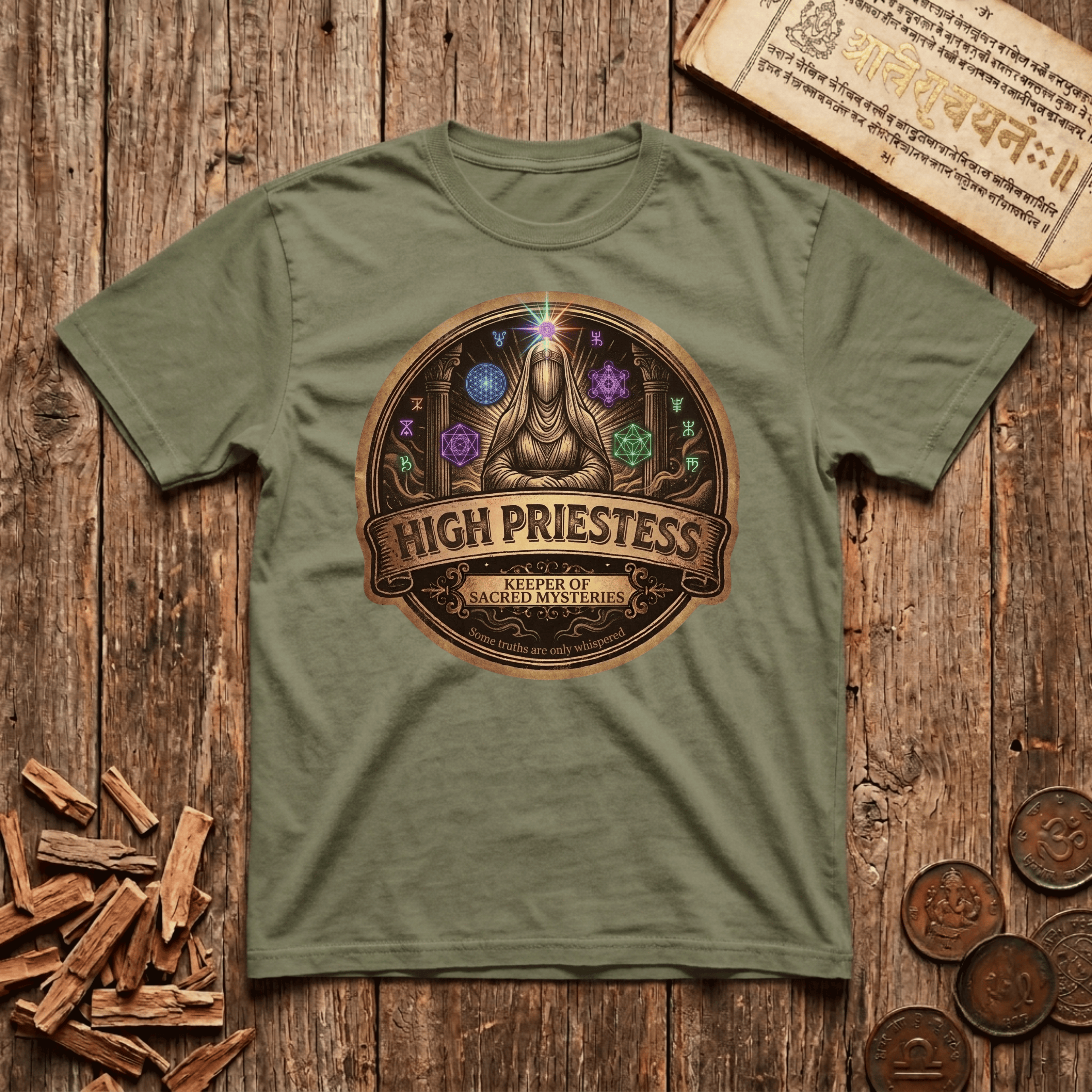 High Priestess of Sacred Geometry - Retro Emblem - T-Shirt