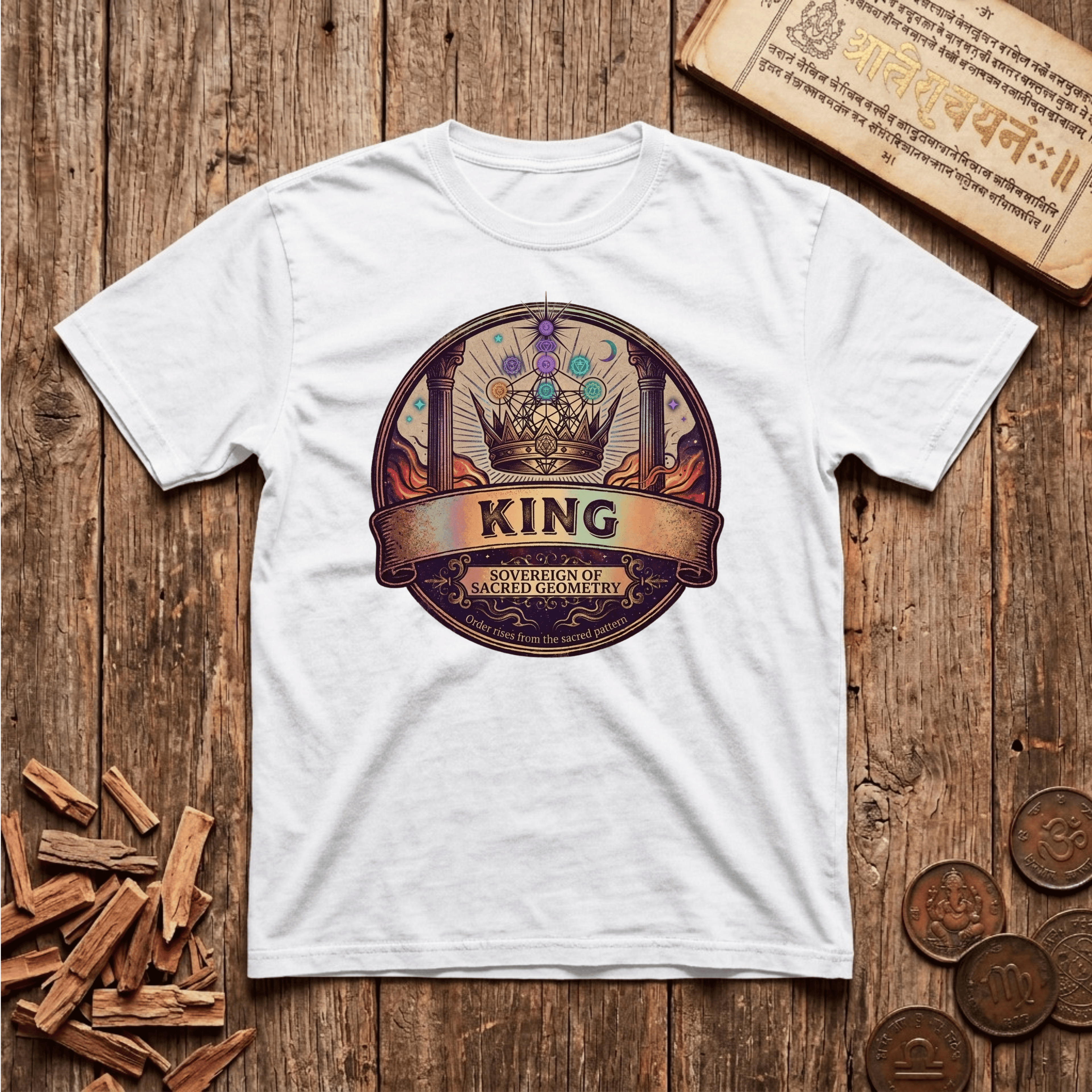 King of Sacred Geometry - Retro Emblem - T-Shirt
