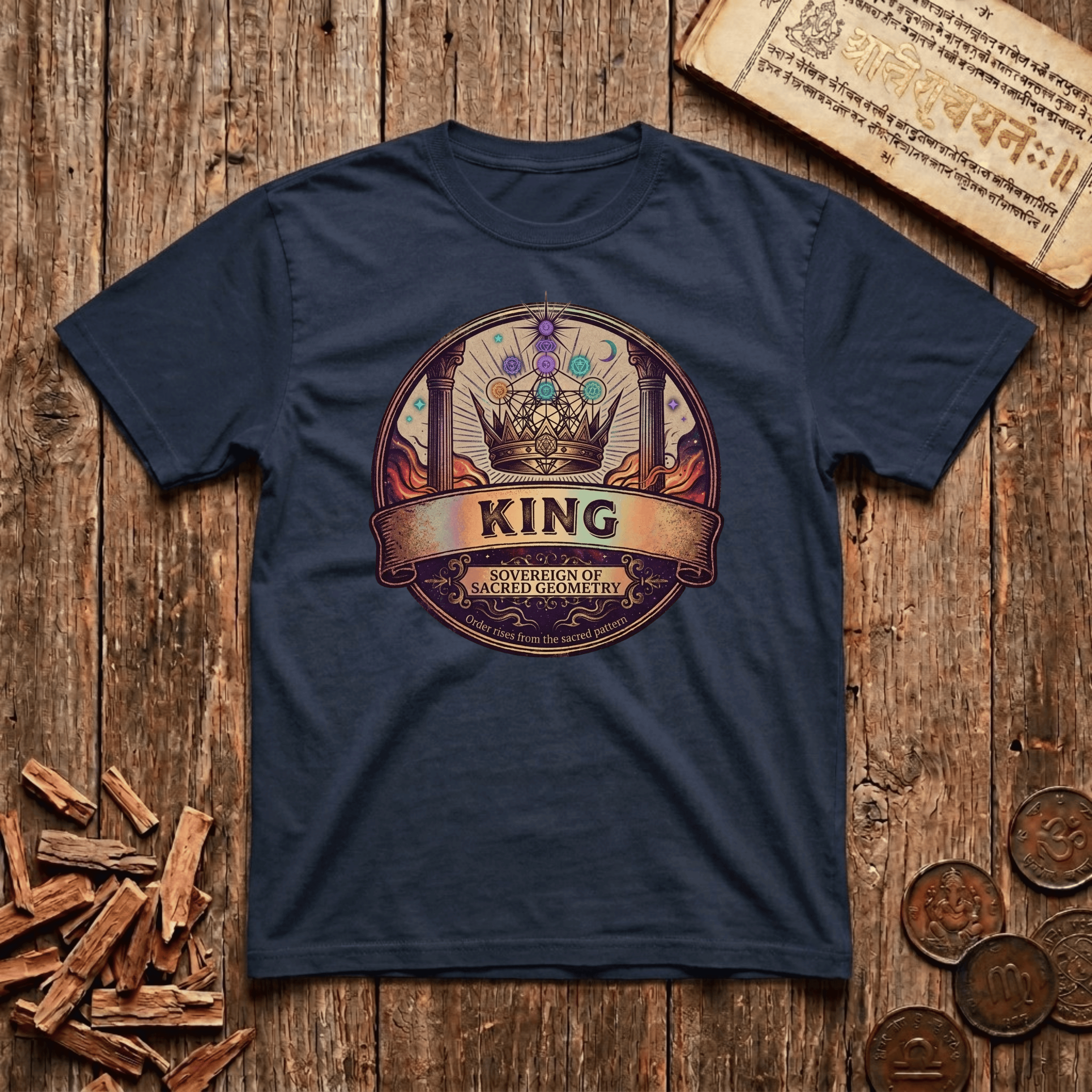 King of Sacred Geometry - Retro Emblem - T-Shirt