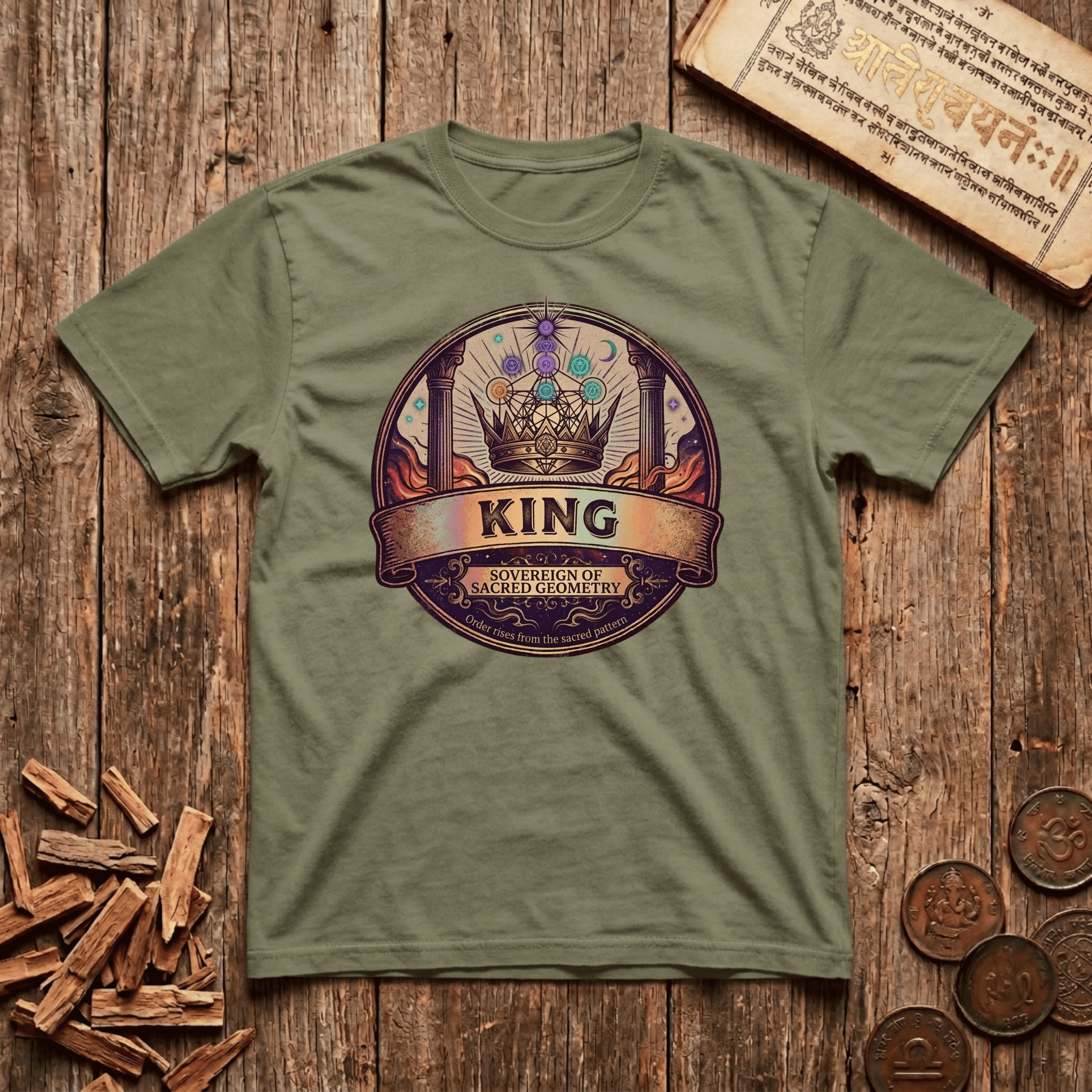 King of Sacred Geometry - Retro Emblem - T-Shirt