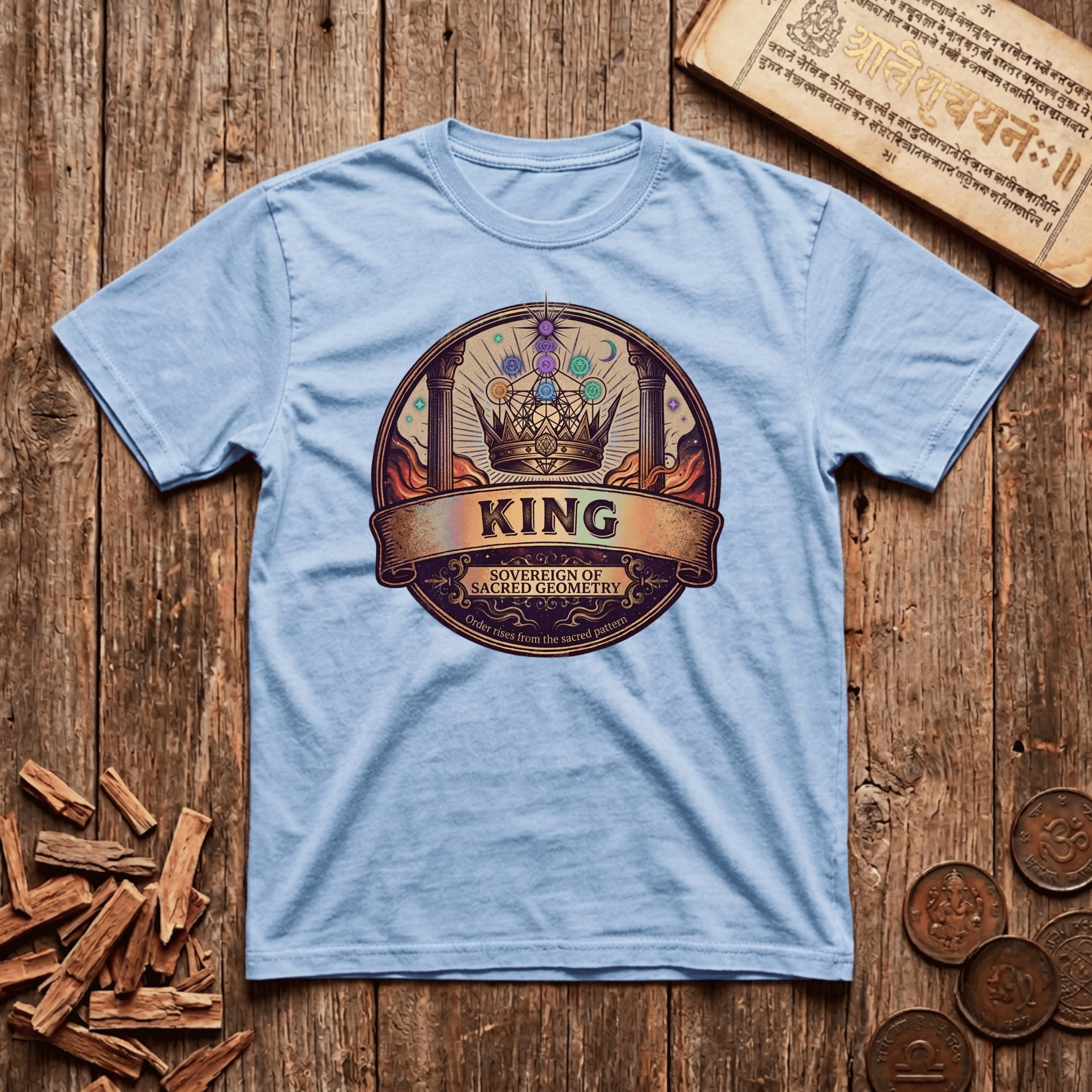 King of Sacred Geometry - Retro Emblem - T-Shirt