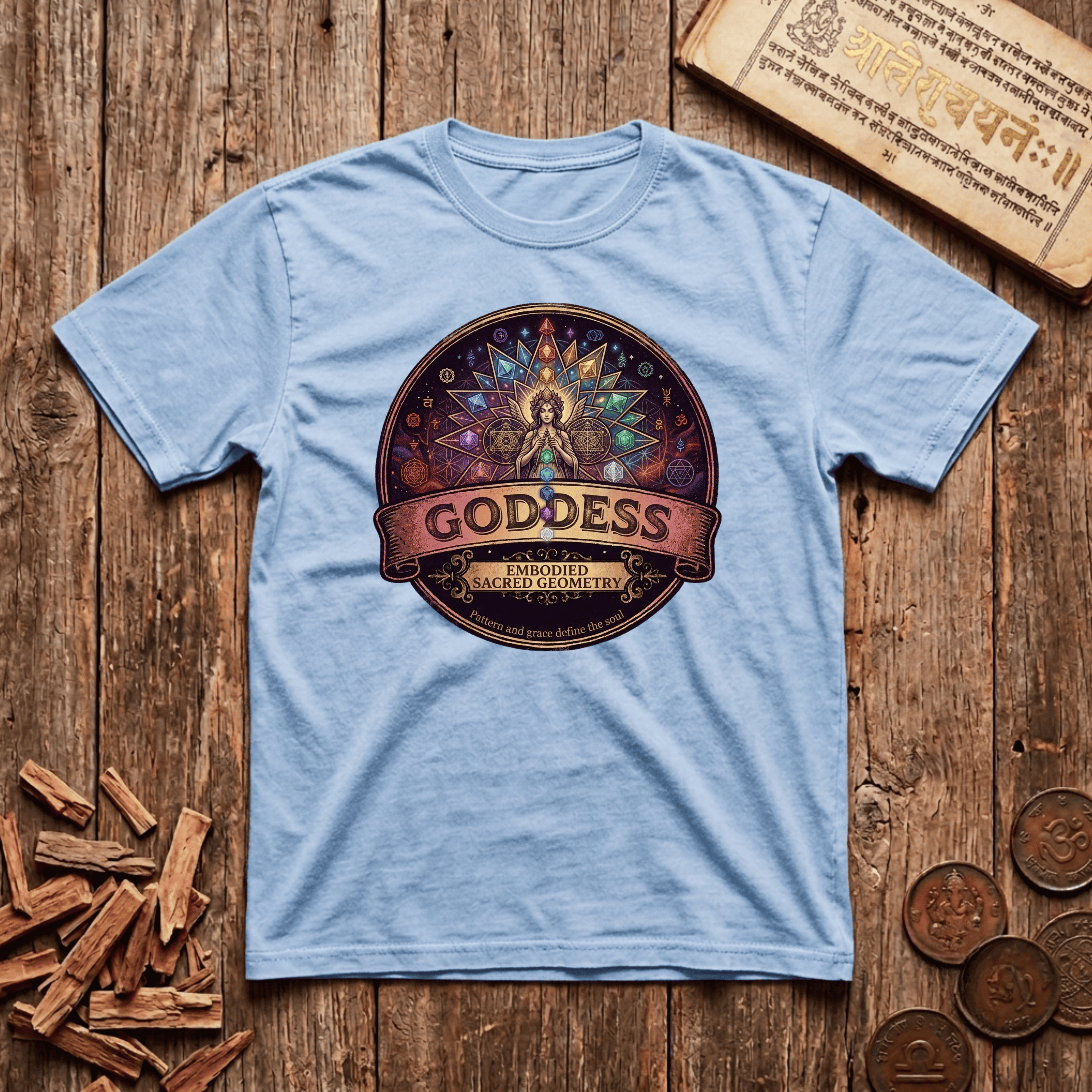 Goddess of Sacred Geometry - Retro Emblem - T-Shirt
