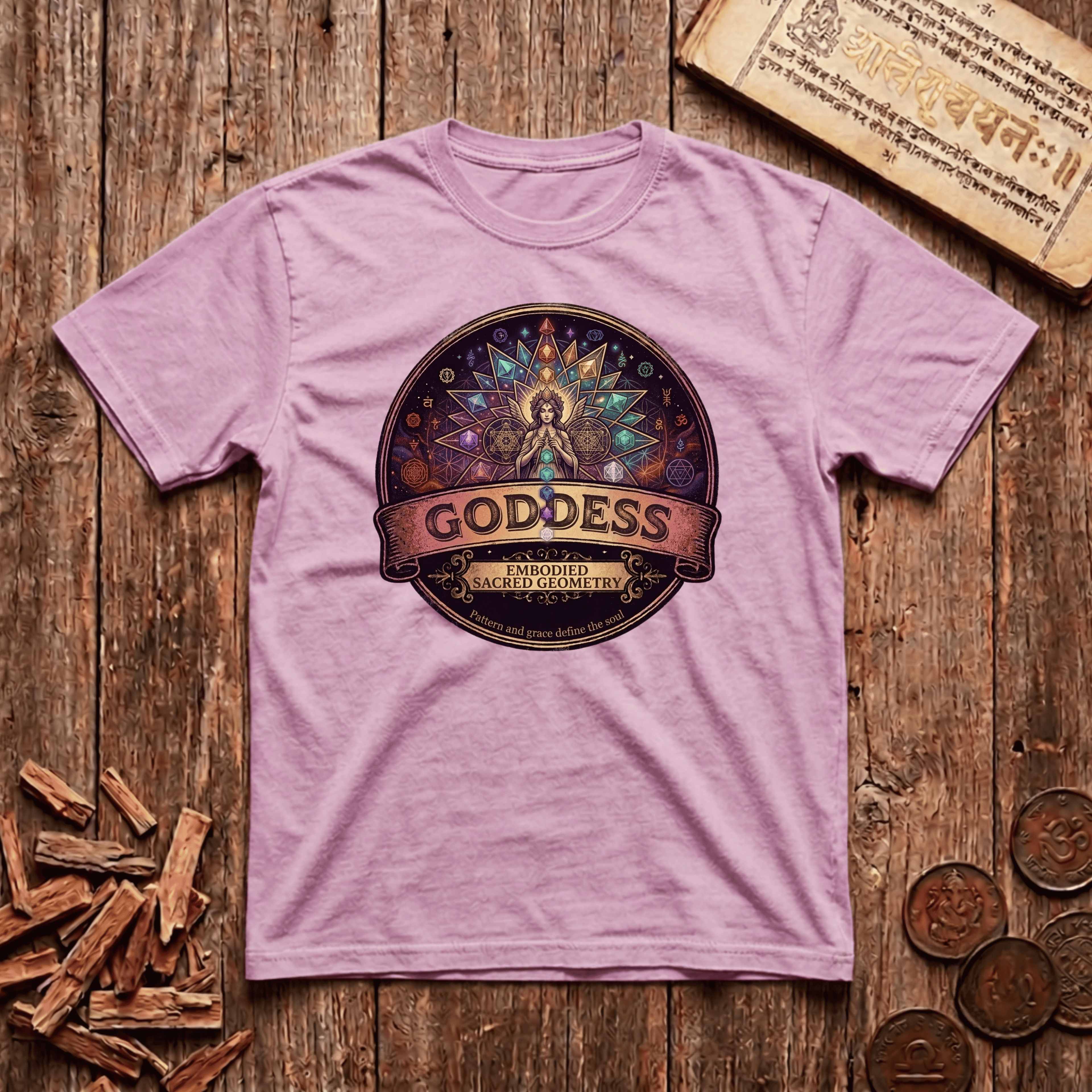 Goddess of Sacred Geometry - Retro Emblem - T-Shirt