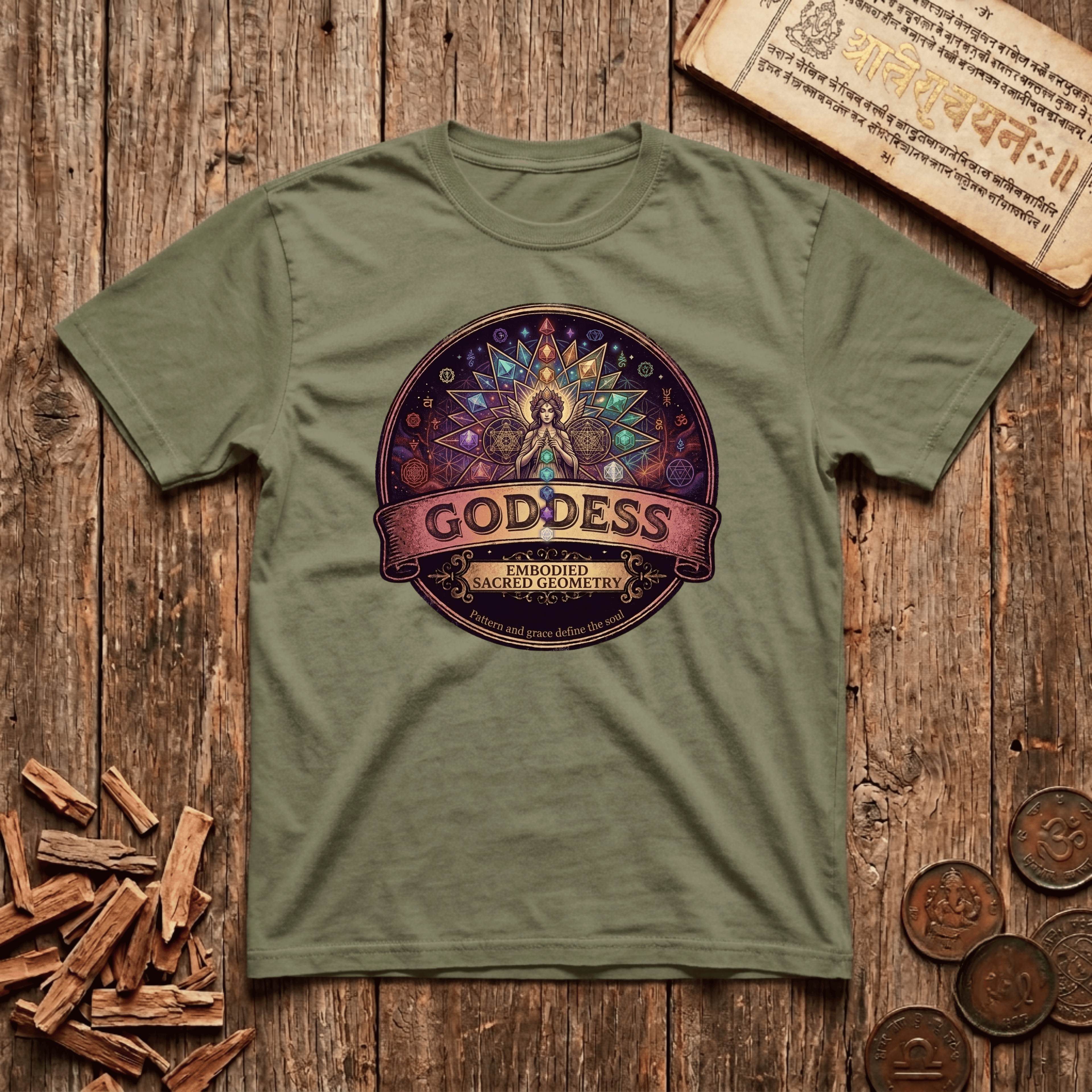 Goddess of Sacred Geometry - Retro Emblem - T-Shirt