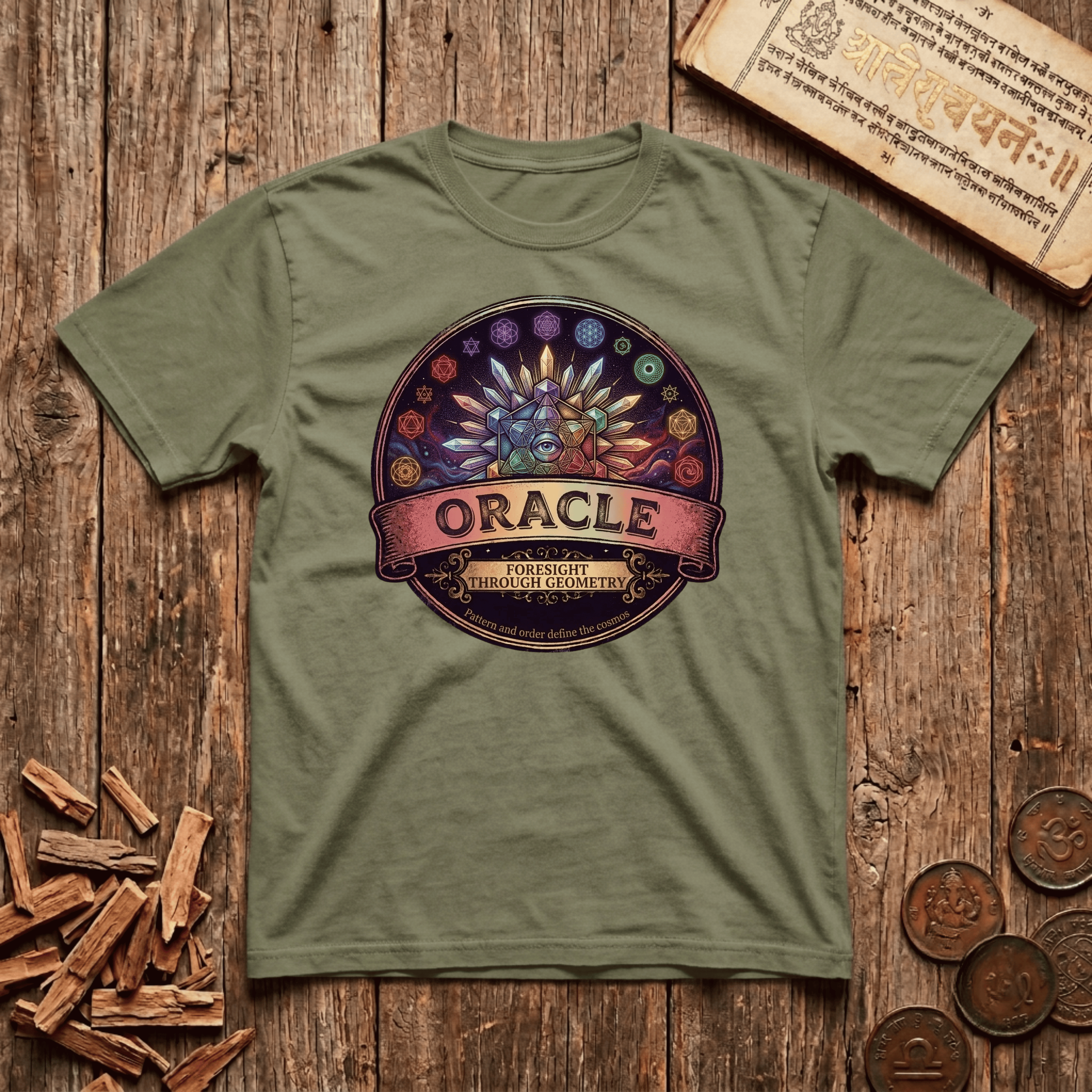 Oracle of Sacred Geometry - Retro Emblem - T-Shirt