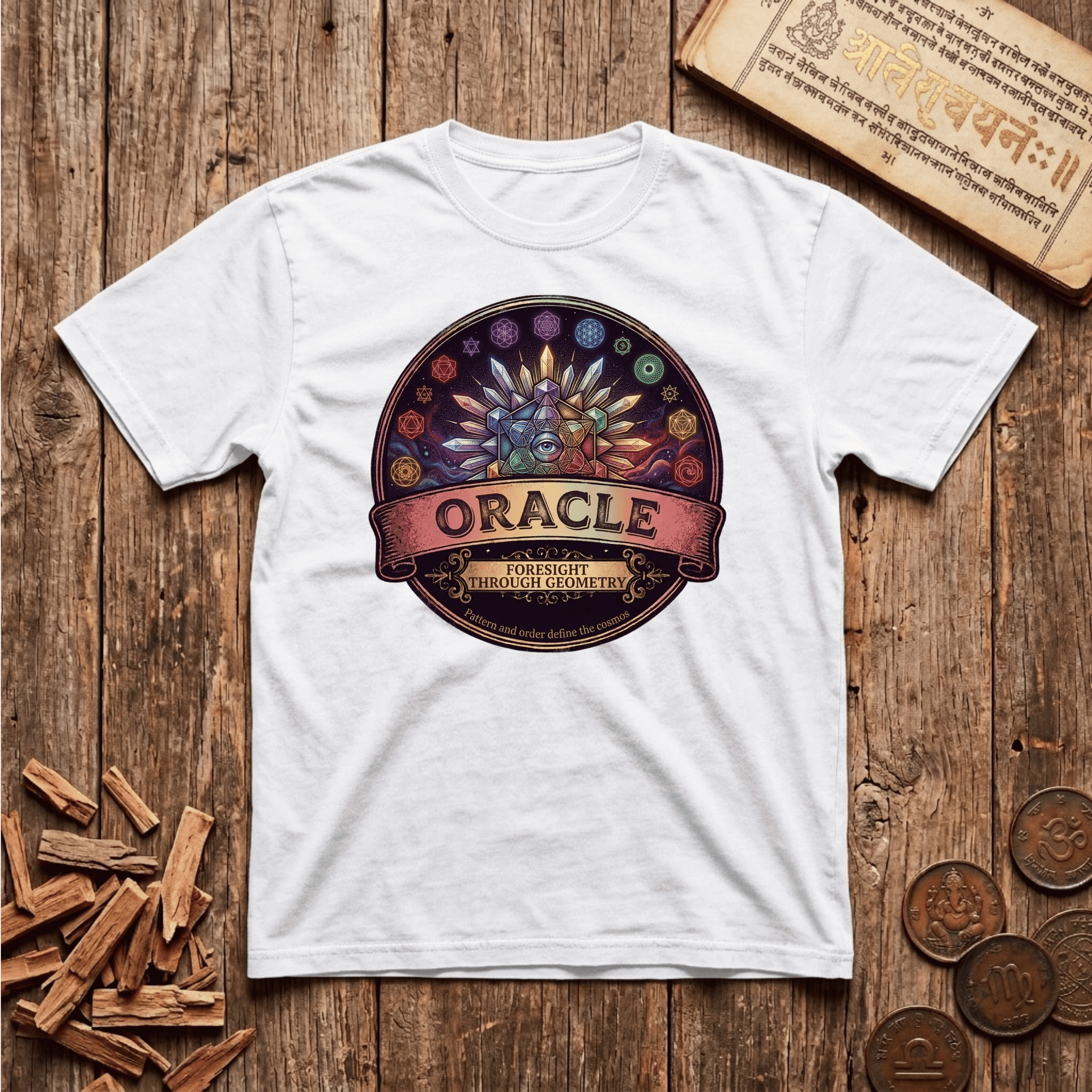 Oracle of Sacred Geometry - Retro Emblem - T-Shirt