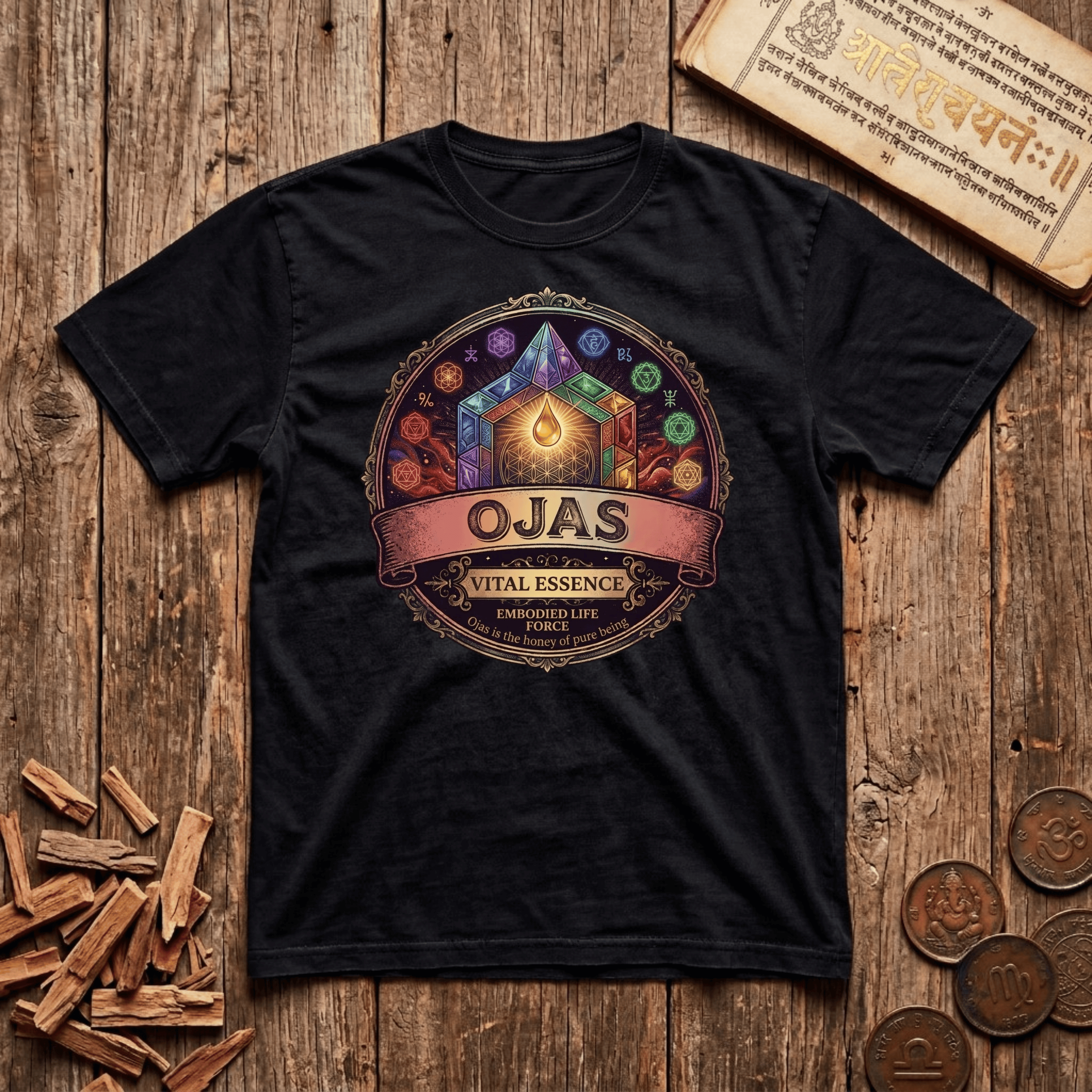 Ojas 2 — Vital Essence - Retro Emblem - T-Shirt