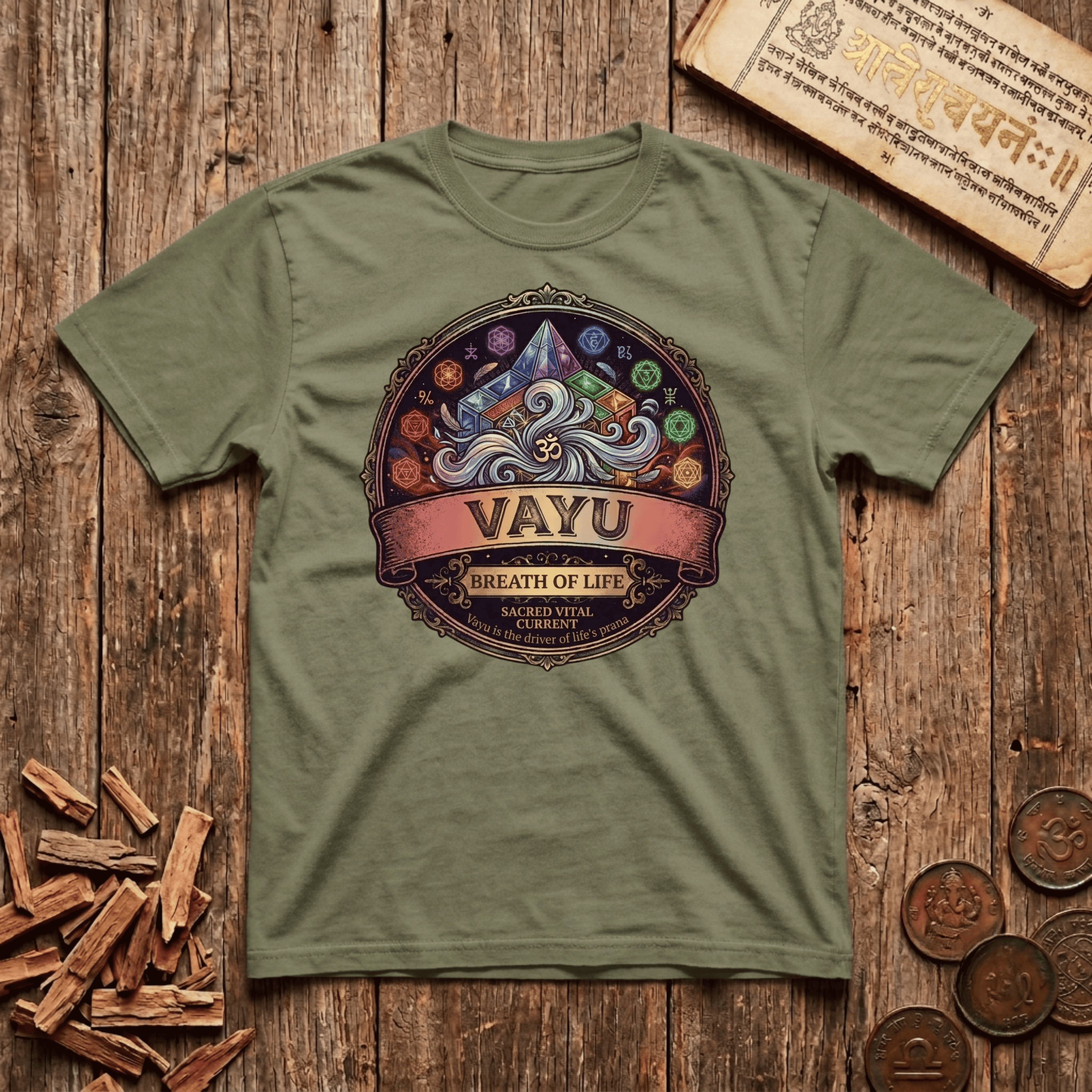 Vayu — Breath of Life - Retro Emblem - T-Shirt