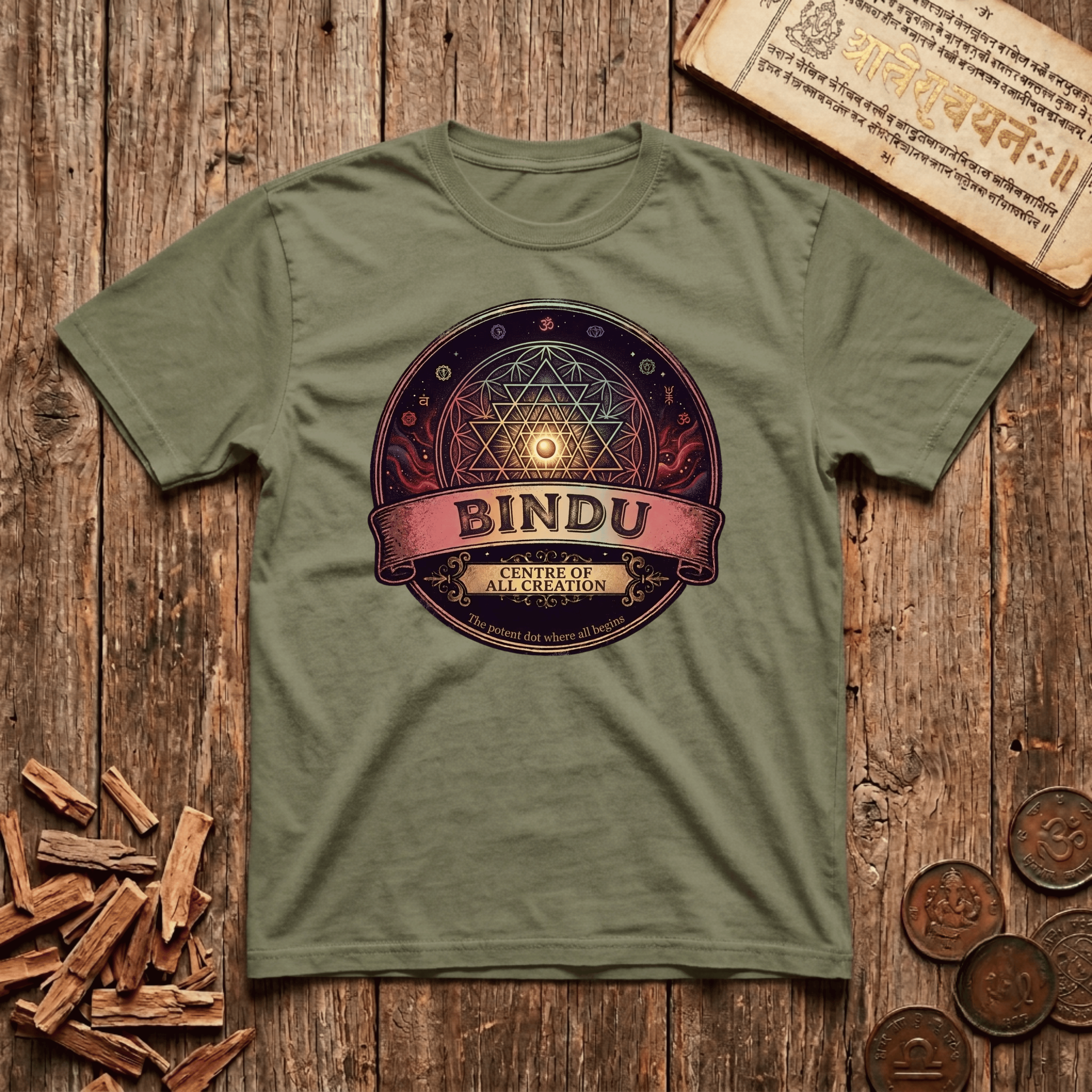 Bindu — The Point of Creation - Retro Emblem - T-Shirt