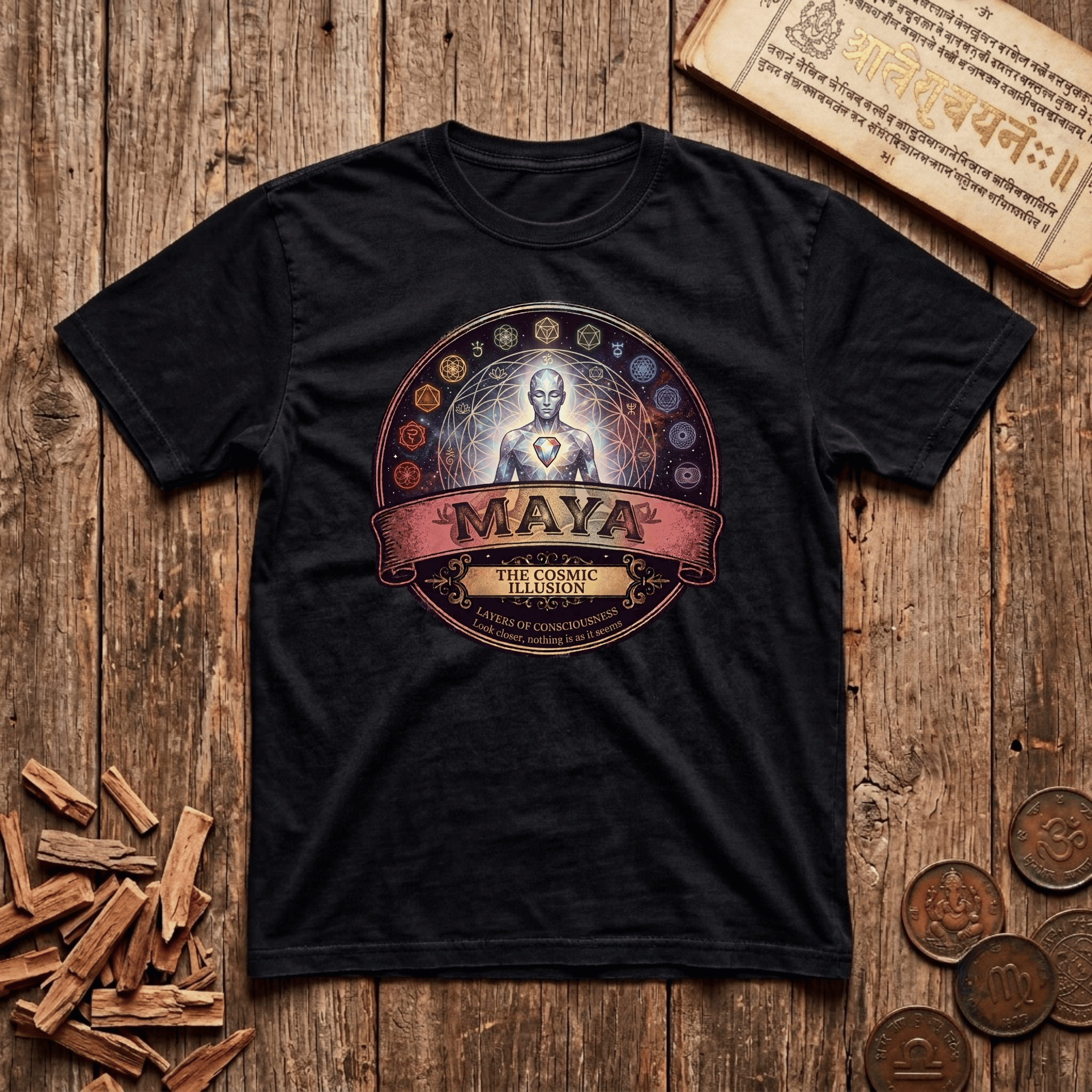 Maya — Cosmic Illusion - Retro Emblem - T-Shirt