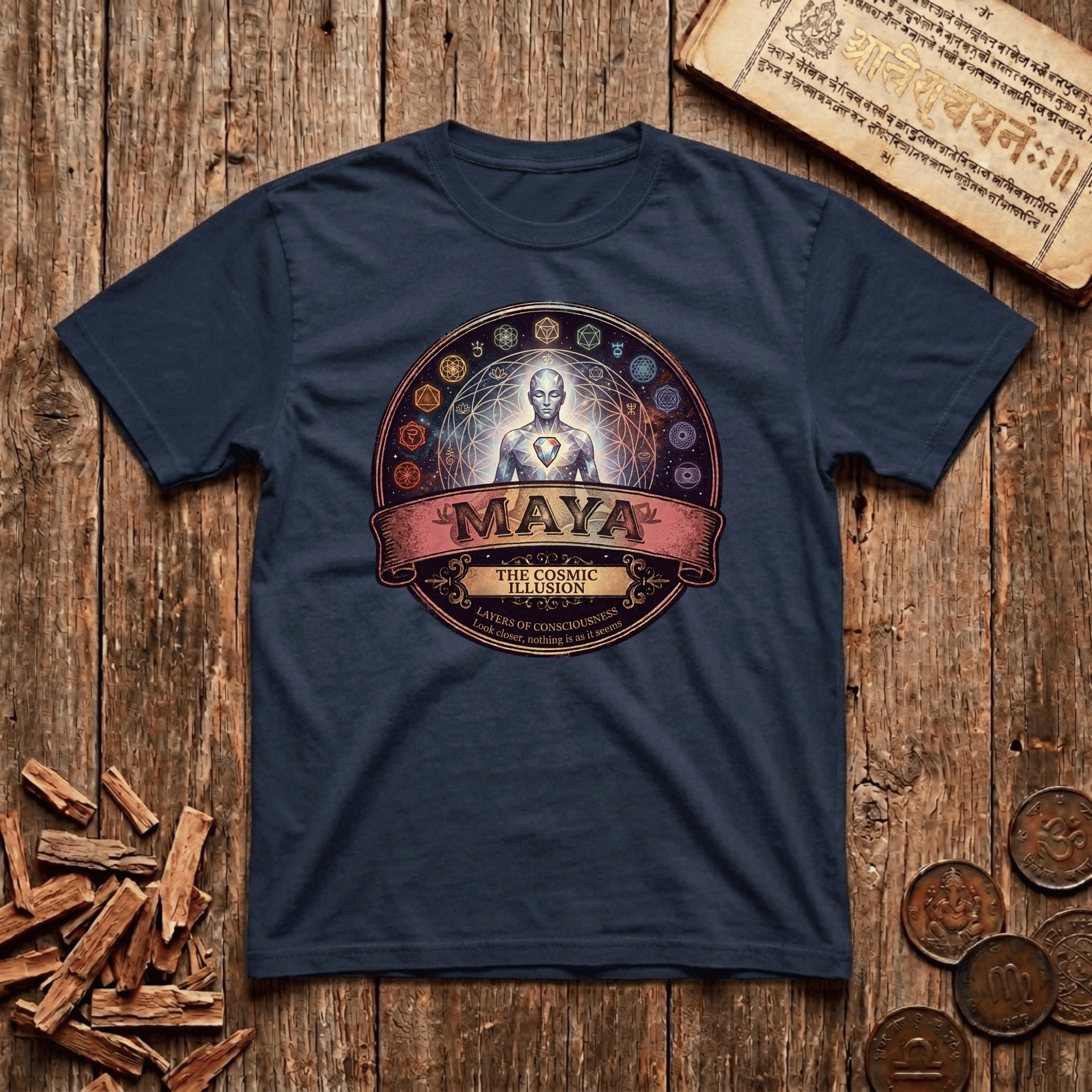 Maya — Cosmic Illusion - Retro Emblem - T-Shirt