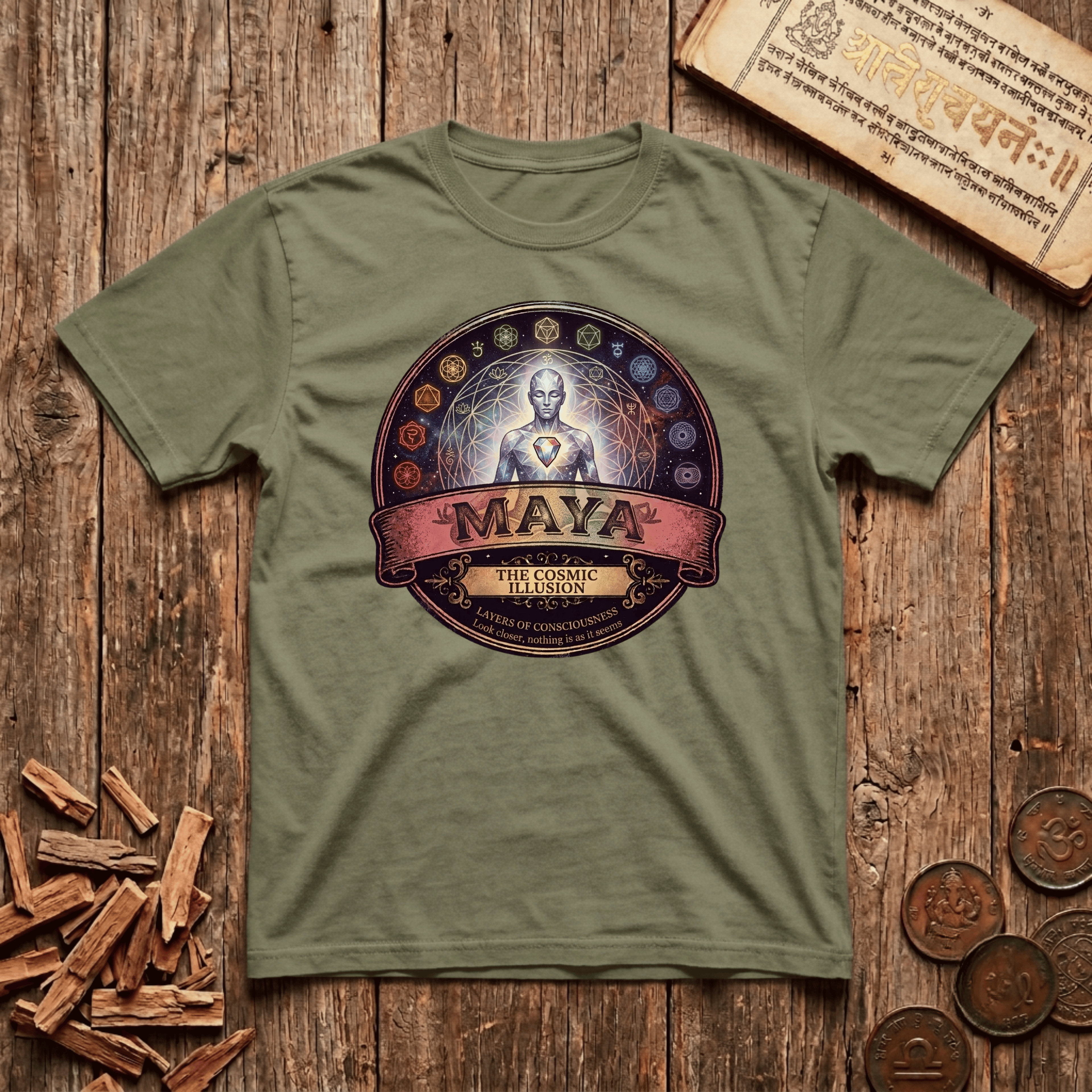 Maya — Cosmic Illusion - Retro Emblem - T-Shirt