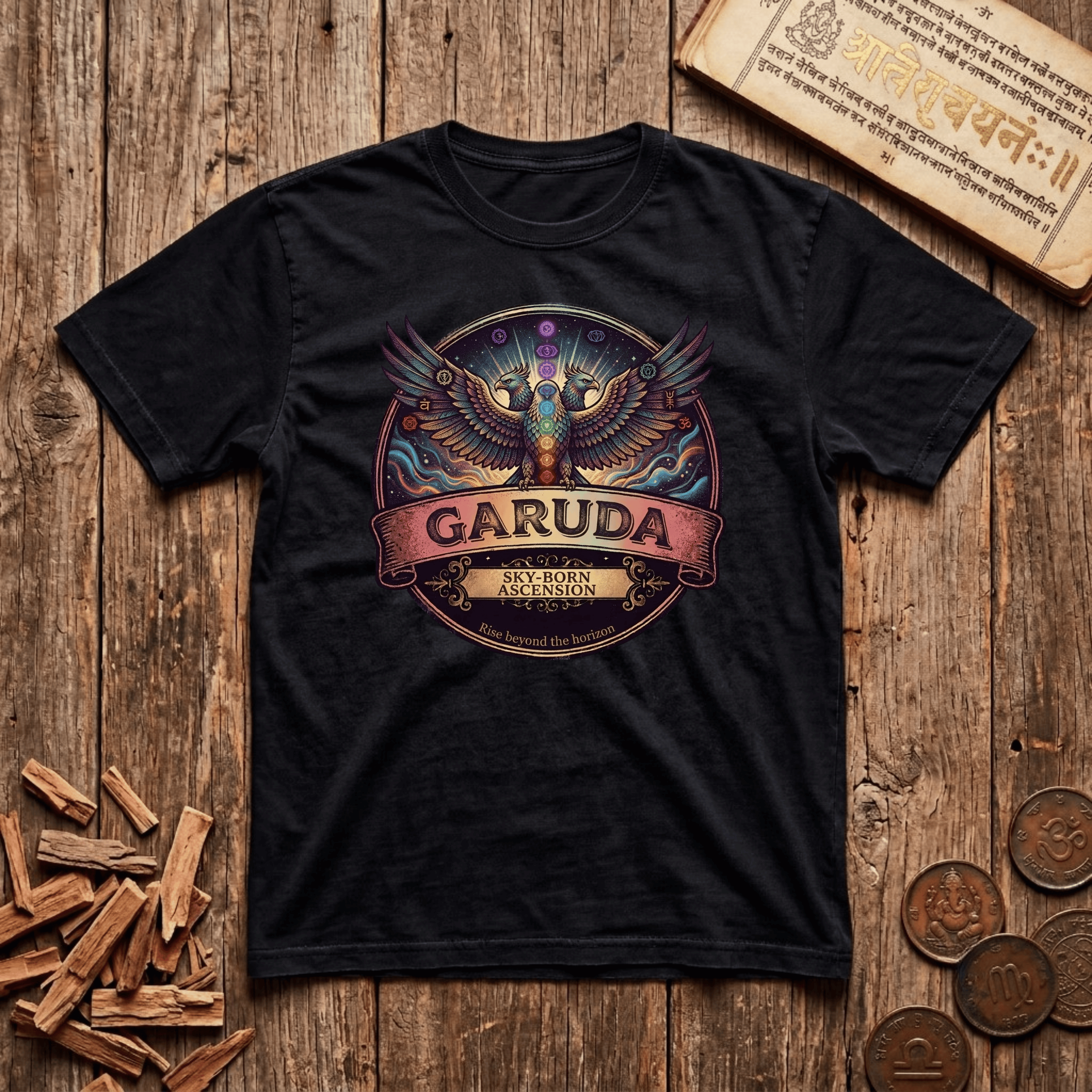 Garuda — The Celestial Eagle - Retro Emblem - T-Shirt