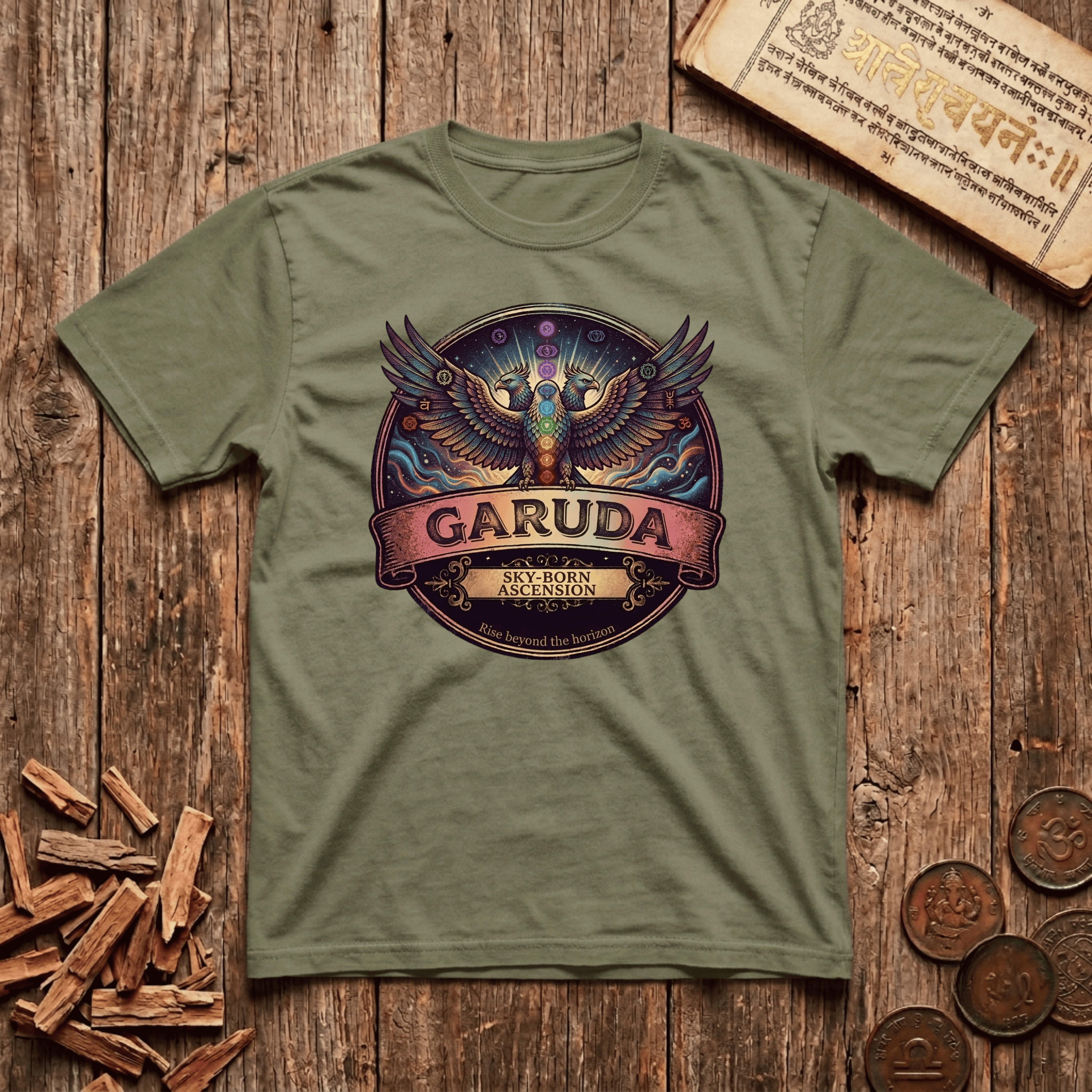Garuda — The Celestial Eagle - Retro Emblem - T-Shirt