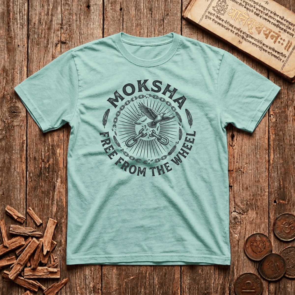Moksha - Liberation - Wood Cut - T-Shirt