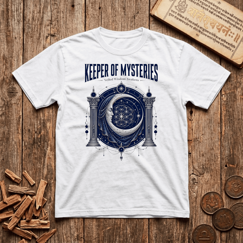 High Priestess of Sacred Geometry - Veiled Wisdom Awakens - T-Shirt