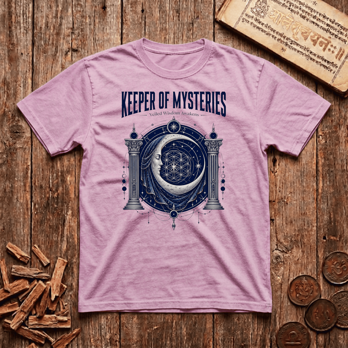 High Priestess of Sacred Geometry - Veiled Wisdom Awakens - T-Shirt