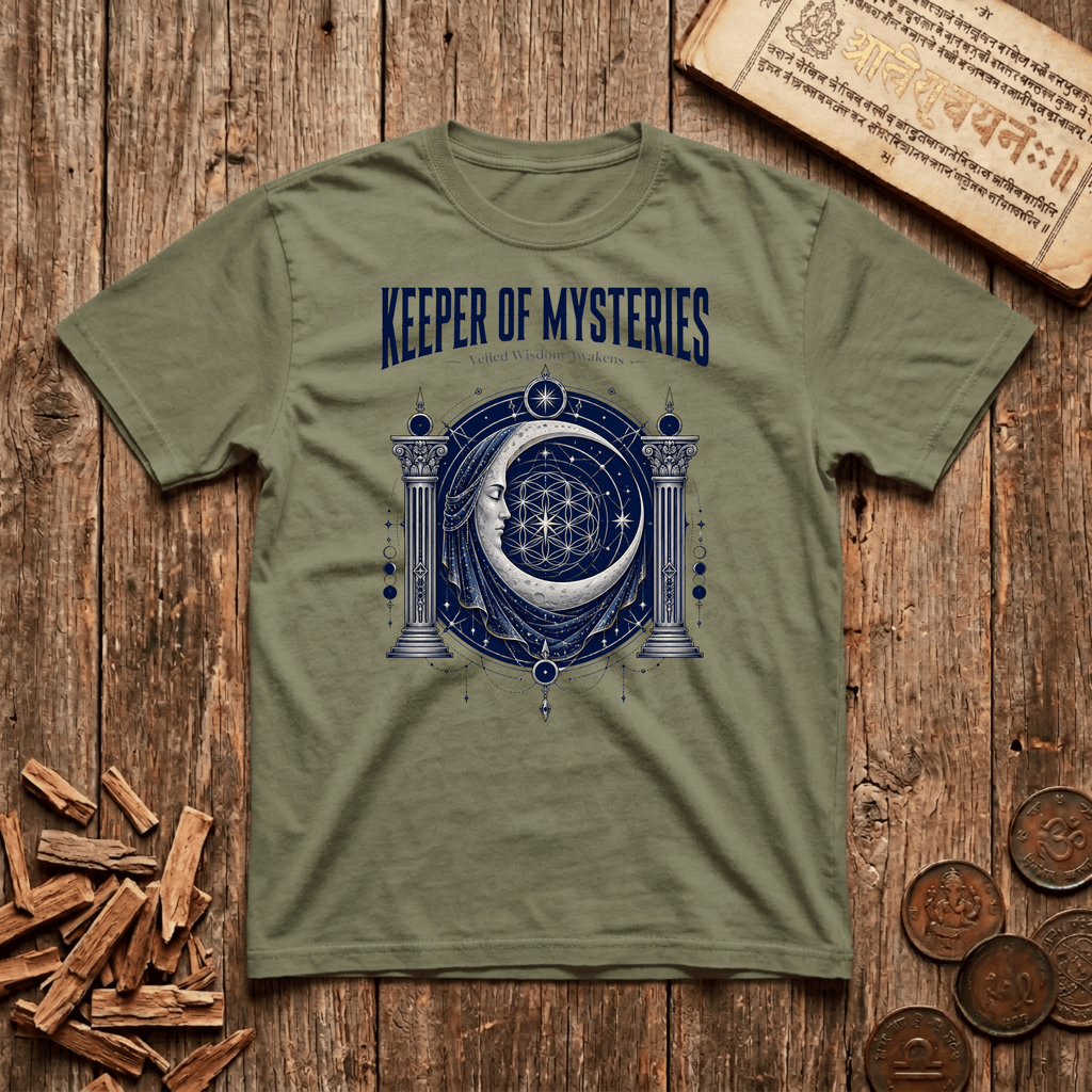 High Priestess of Sacred Geometry - Veiled Wisdom Awakens - T-Shirt
