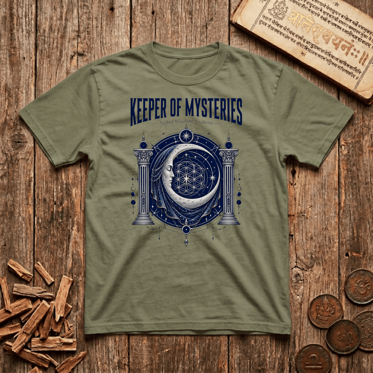 High Priestess of Sacred Geometry - Veiled Wisdom Awakens - T-Shirt