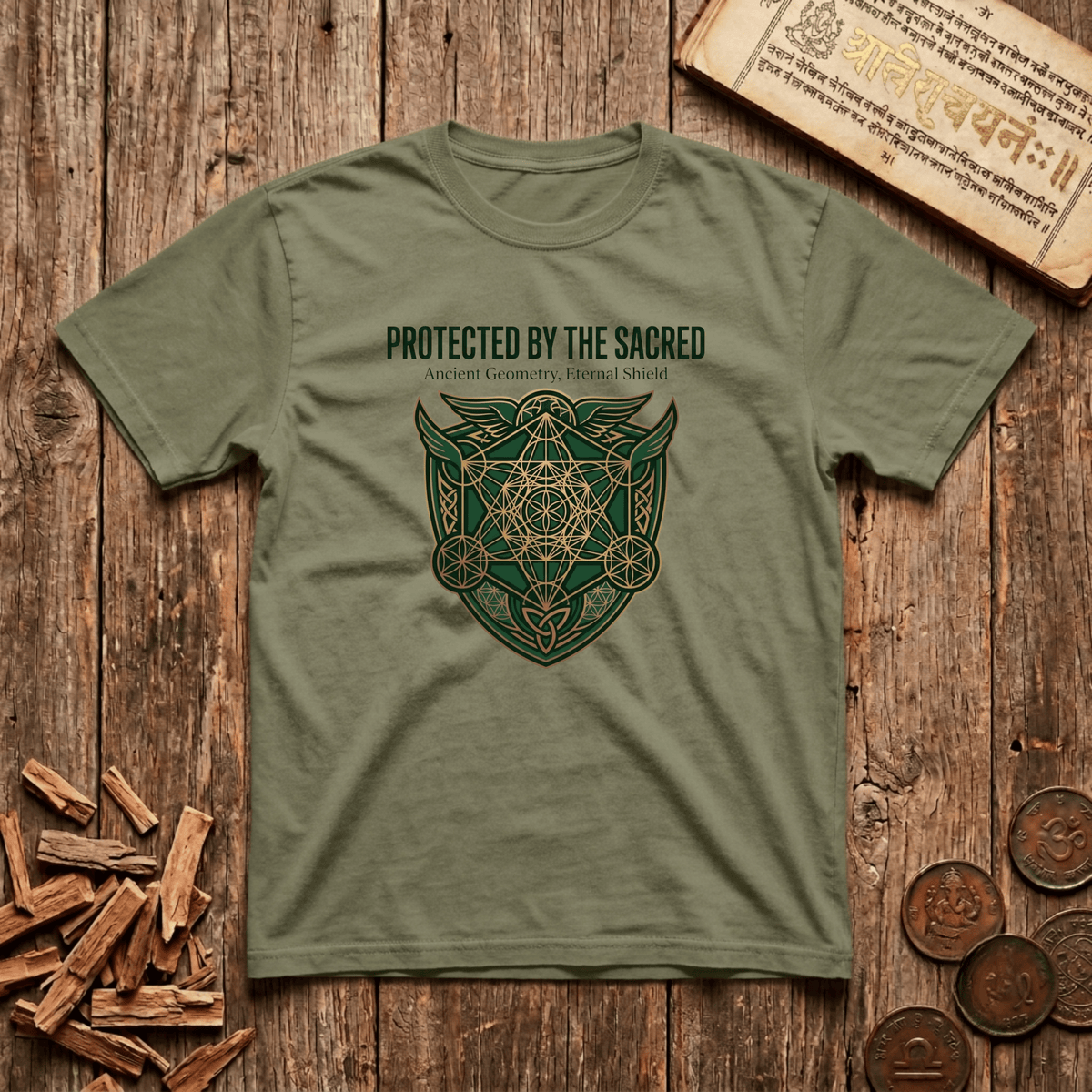 Guardian of Sacred Geometry - Ancient Geometry, Eternal Shield - T-Shirt