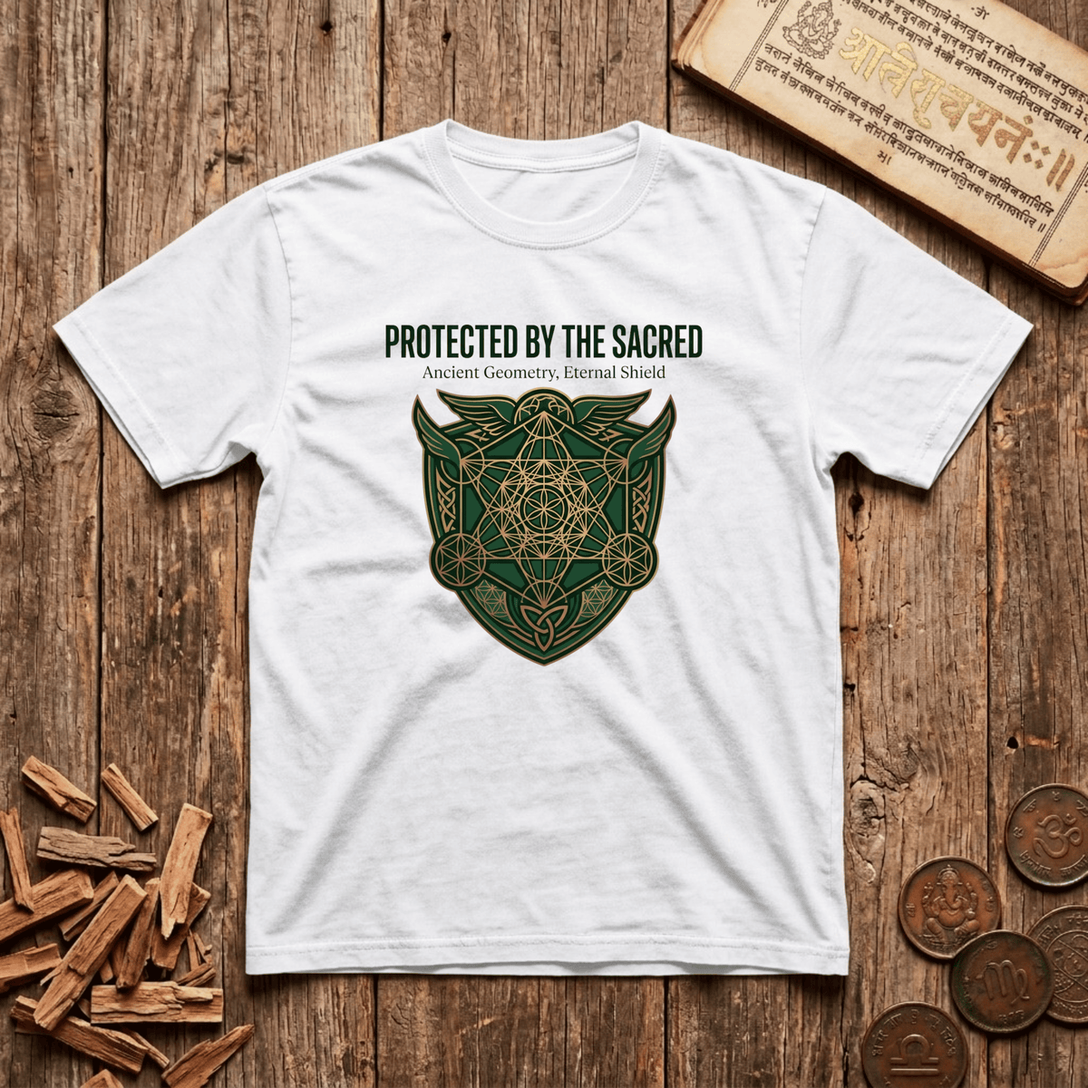 Guardian of Sacred Geometry - Ancient Geometry, Eternal Shield - T-Shirt