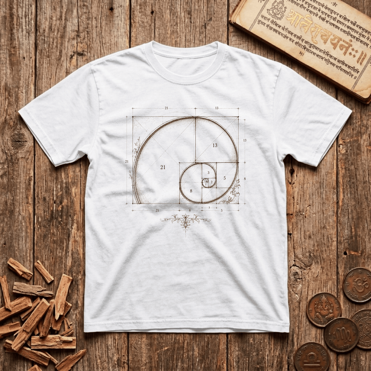 Fibonacci Spiral - Geometry - T-Shirt