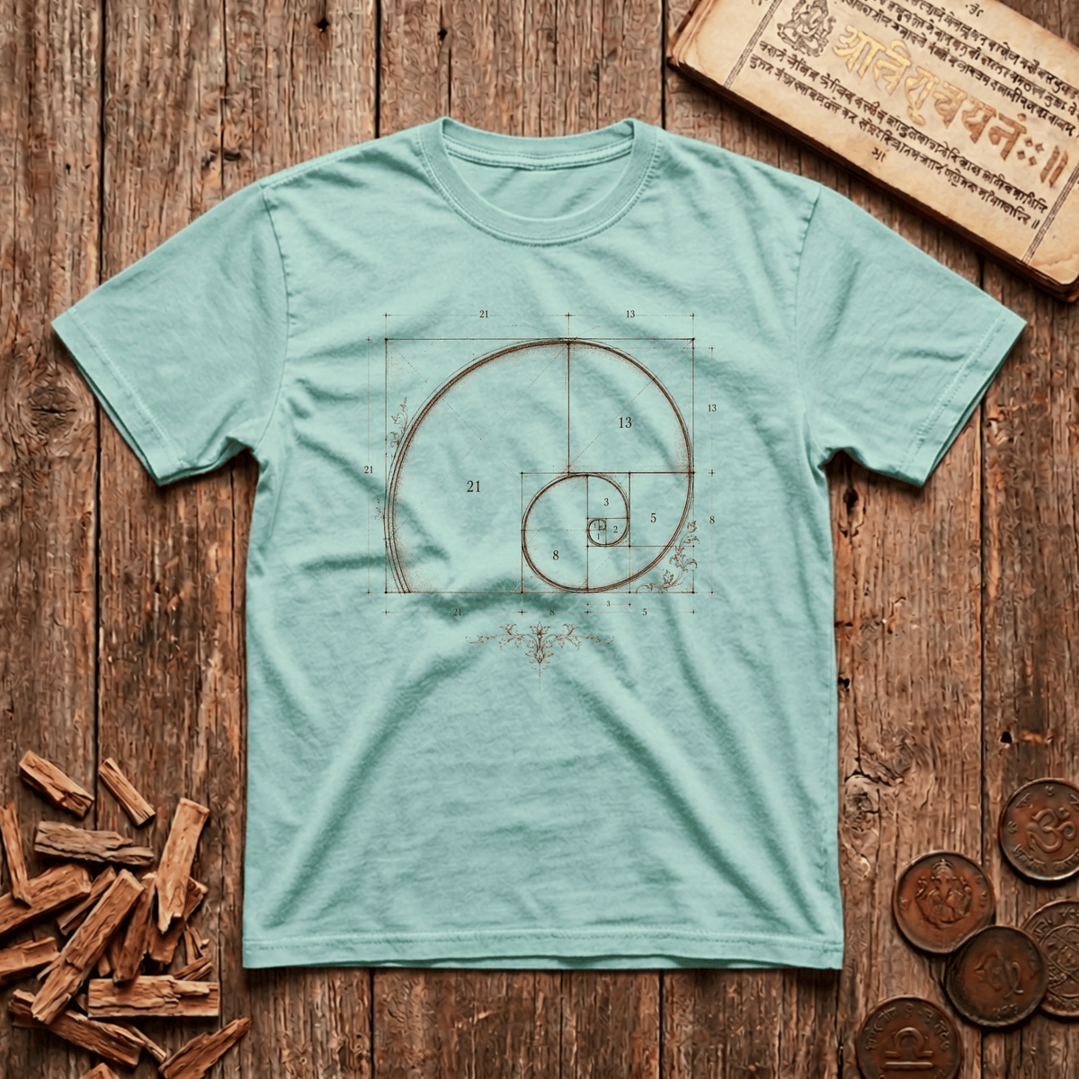 Fibonacci Spiral - Geometry - T-Shirt