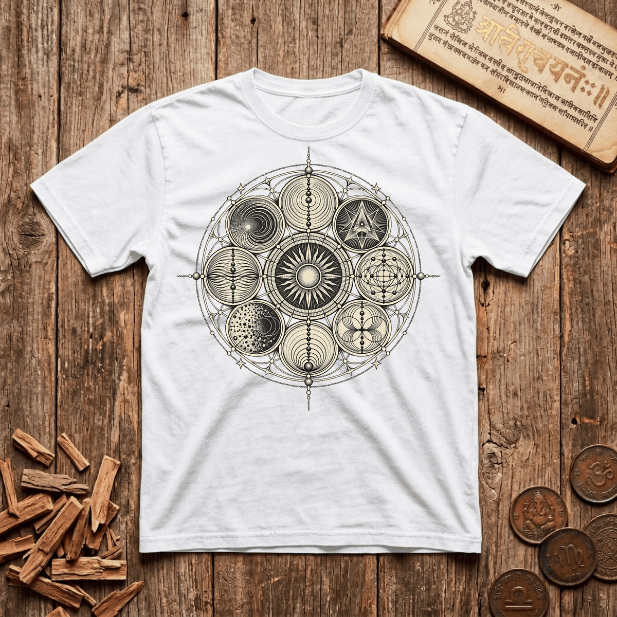 Ninefold Orbit — Navagraha Mandala - T-Shirt