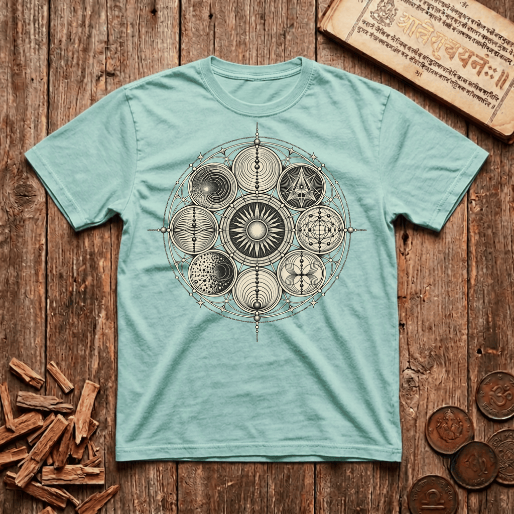 Ninefold Orbit — Navagraha Mandala - T-Shirt